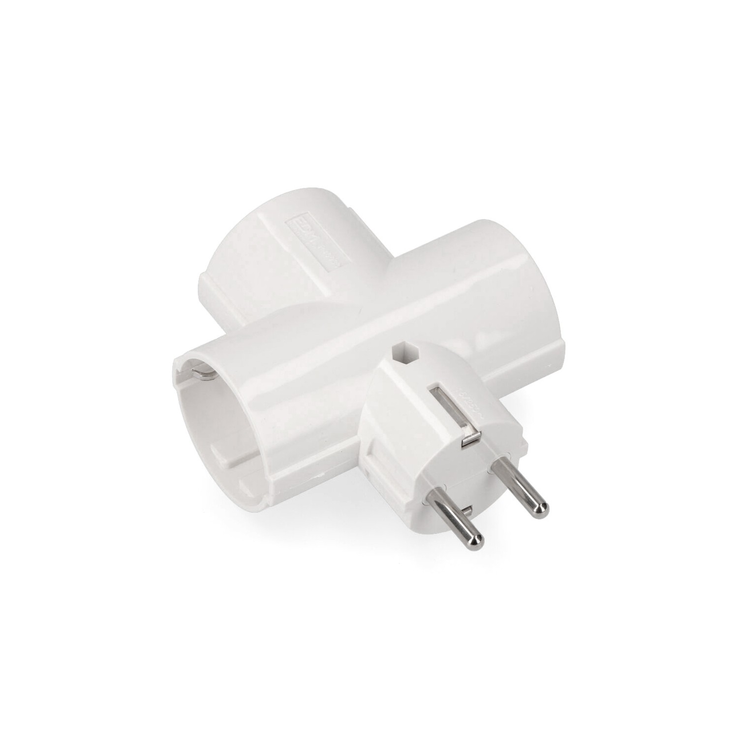 Adaptador triple 2p+t, 16a 250v~ , blanco (retractilado)