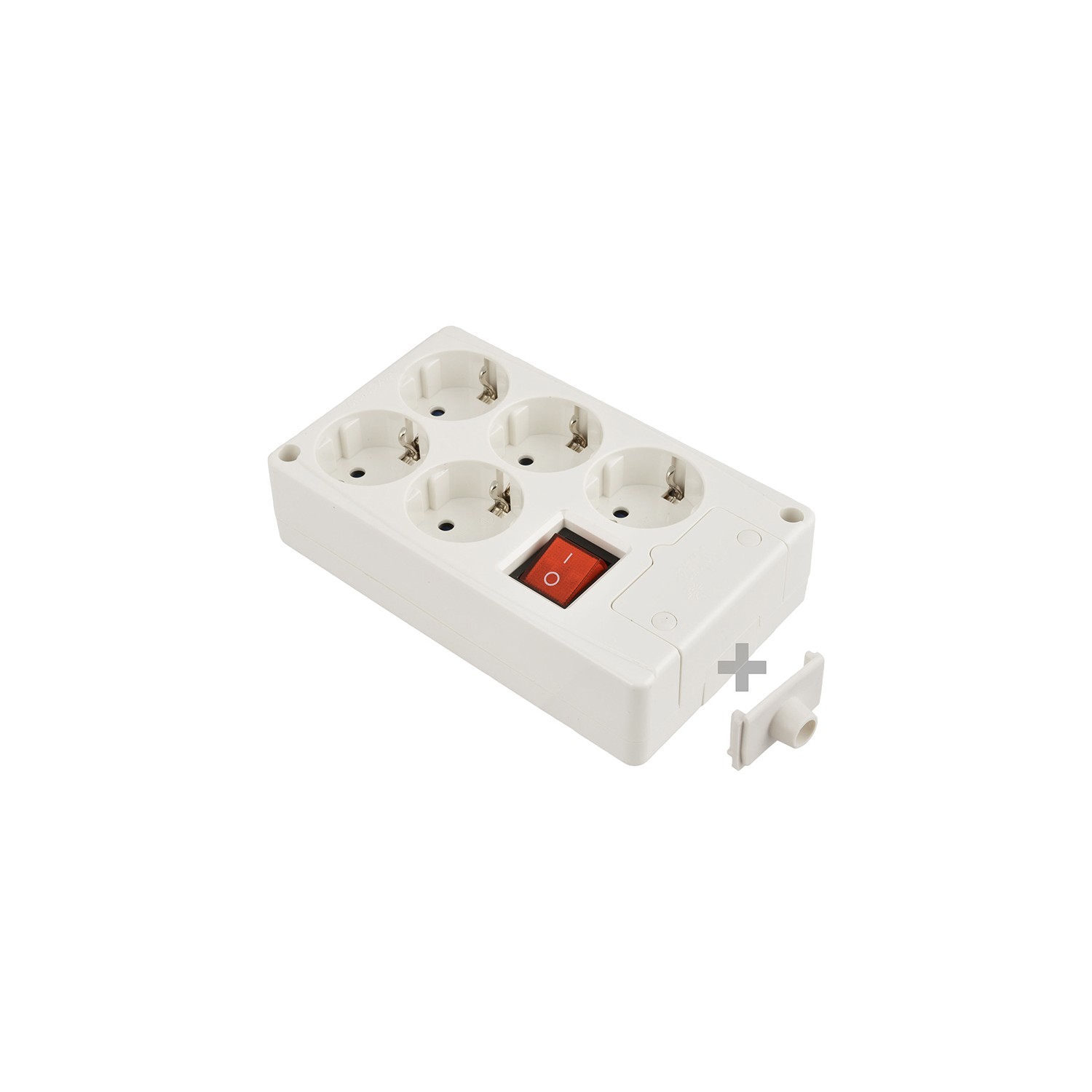 Base multiple 5 tomas t/tl 10/16a 250v blanco + interruptor luminoso solera 8105il