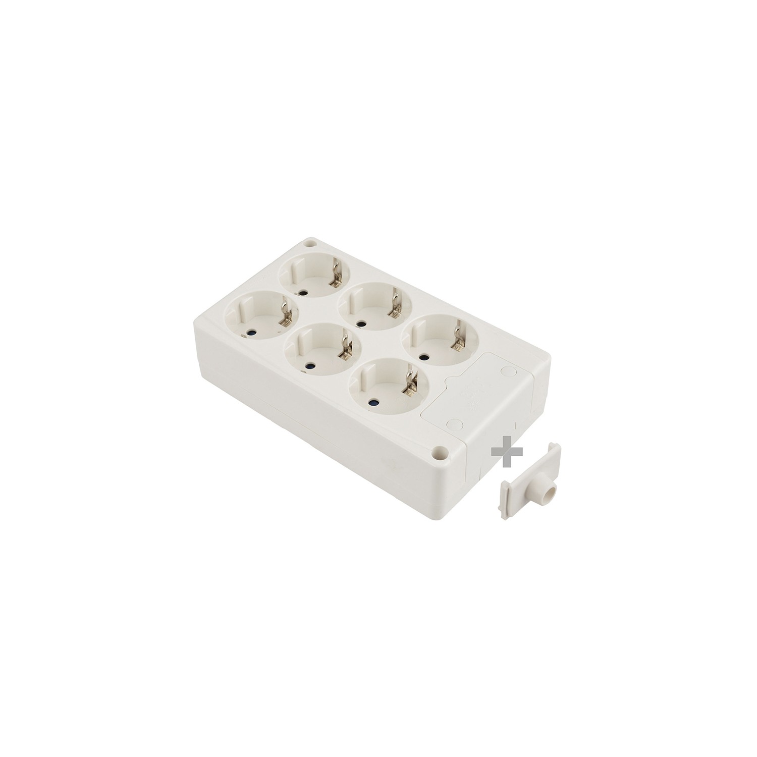 Base bipolar 6 tomas t/tl 10/16a 250v rectangular color blanco solera 8106