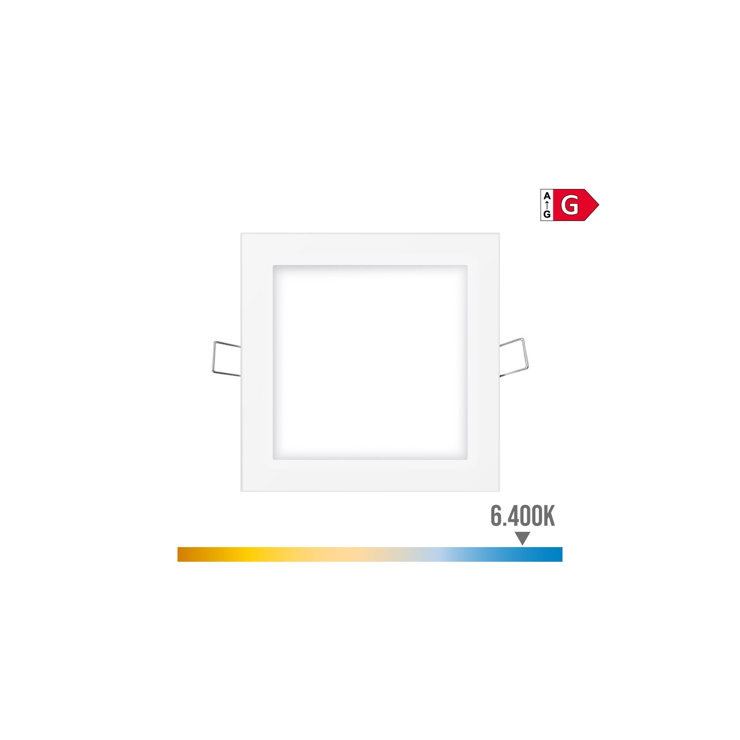 Mini downlight led empotrable cuadrado 6w 6400k luz fria. color blanco 11,7x1x11,7cm edm