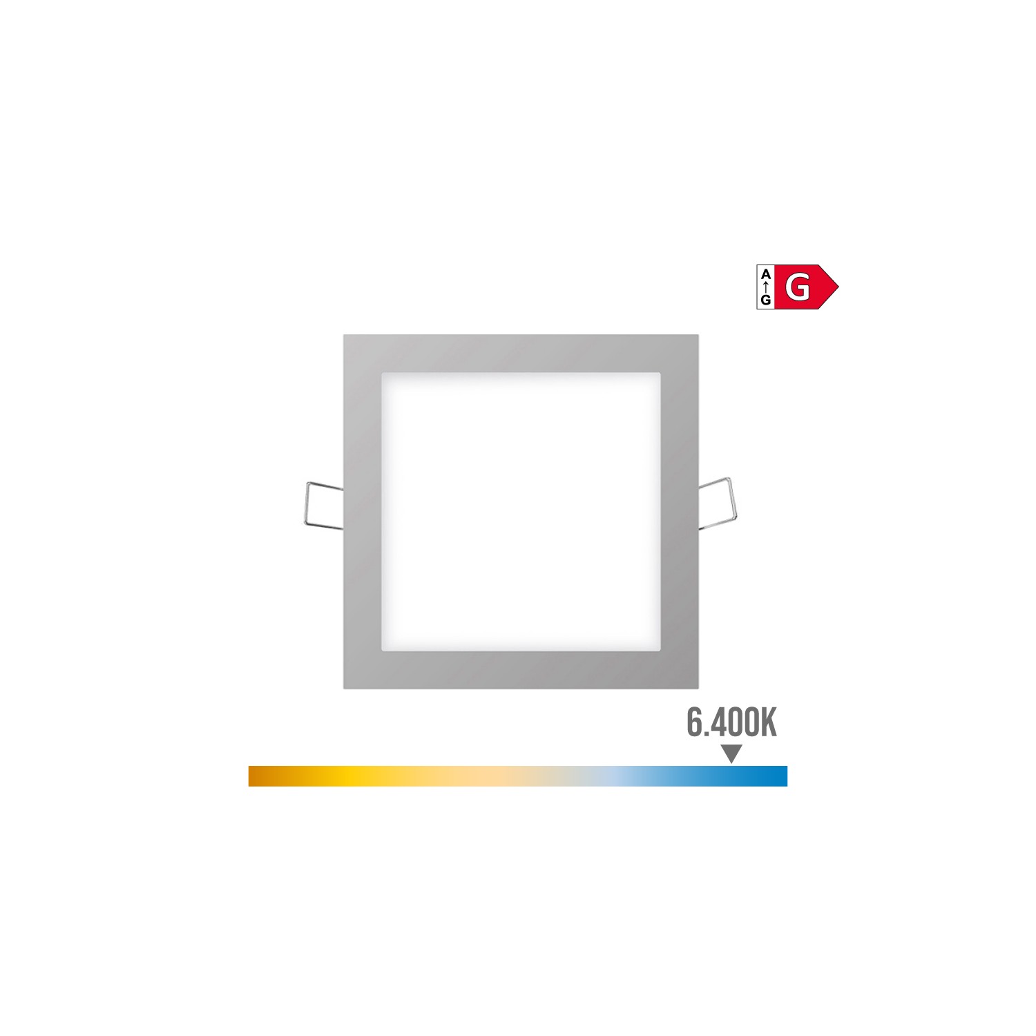 Mini downlight led empotrable cuadrado 6w 6400k luz fria. color cromo 11,7x11,7cm edm