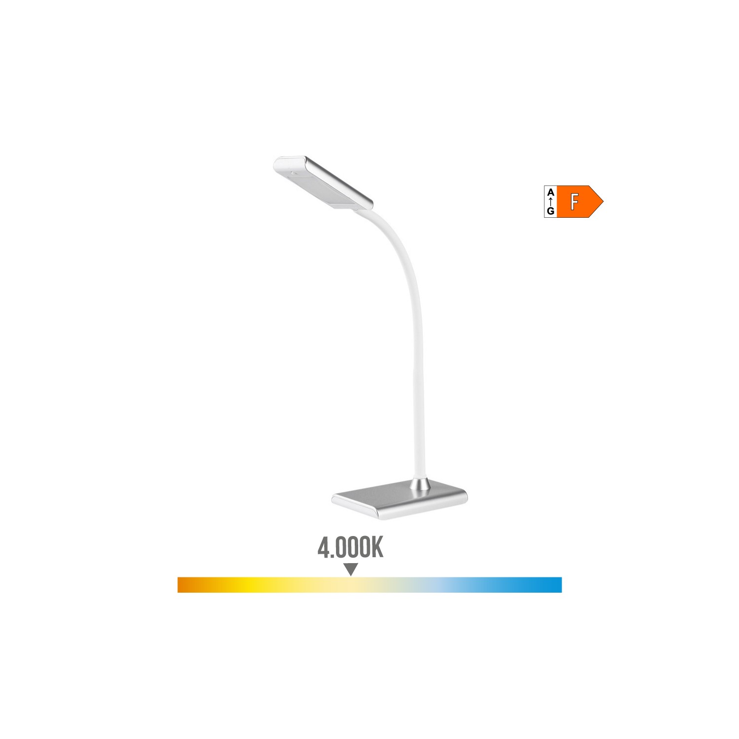 Flexo led sobremesa 7w 400lm 4000k color plata 13x9x33cm edm