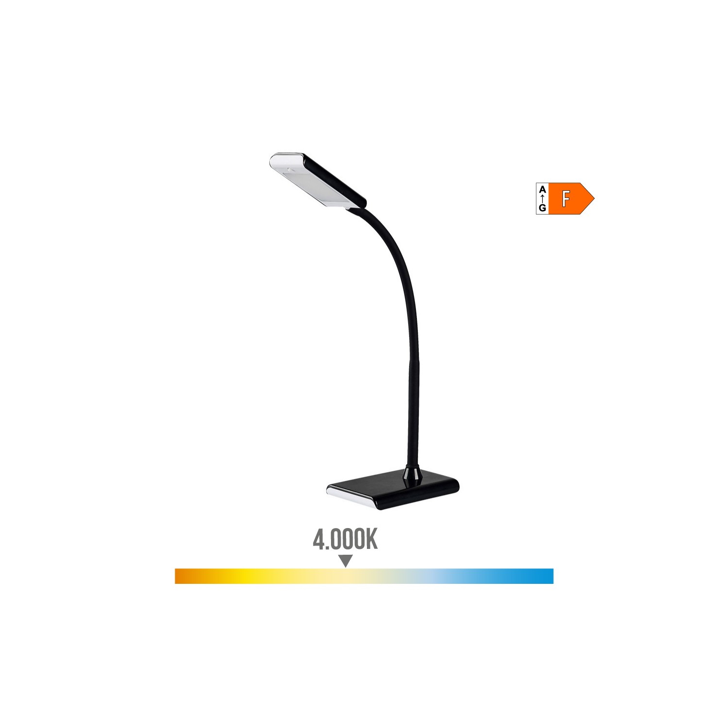 Flexo led sobremesa 7w 400lm 4000k color negro 9x13x33cm edm