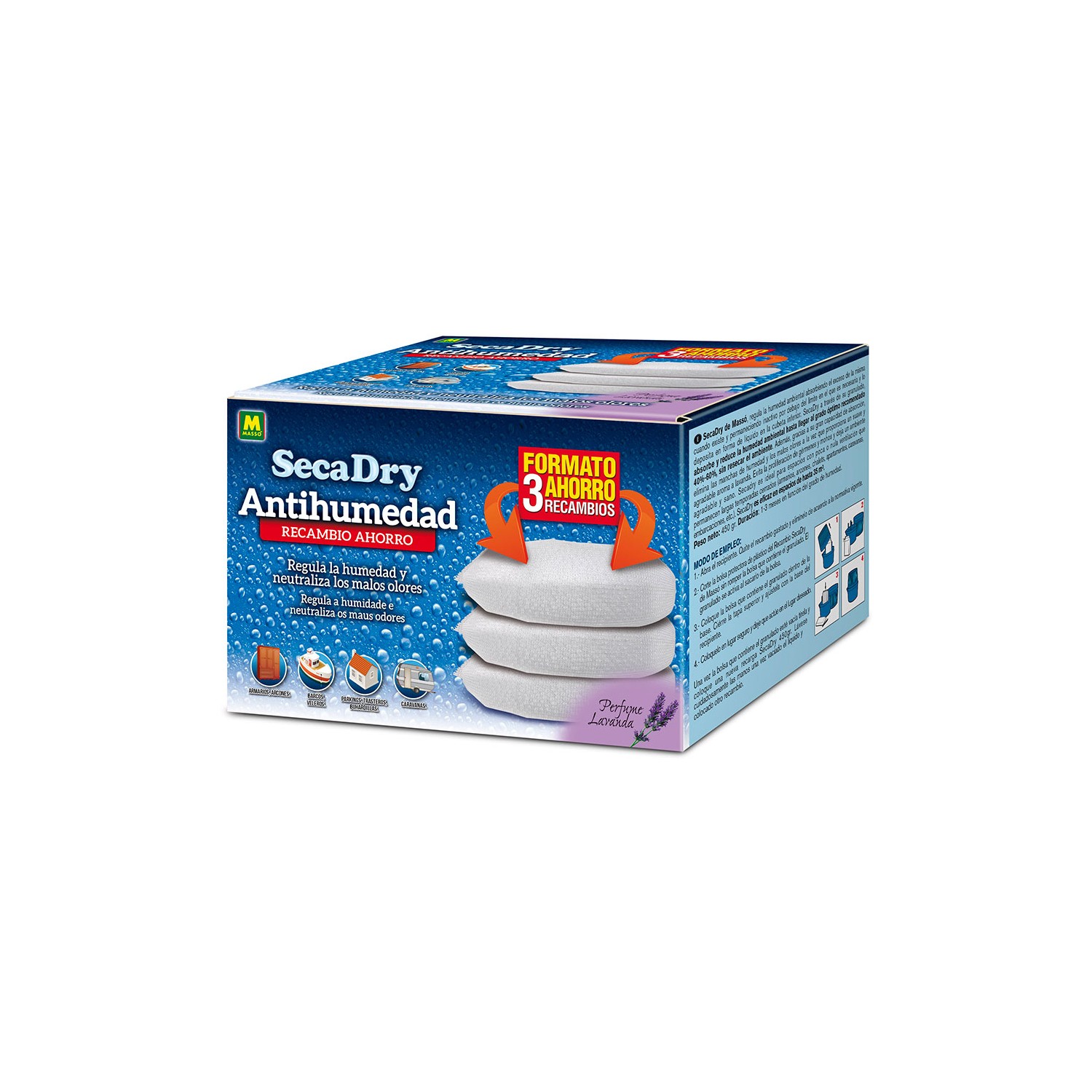 Recambio secadry antihumedad tableta 3 unid x 450 g 231484 masso