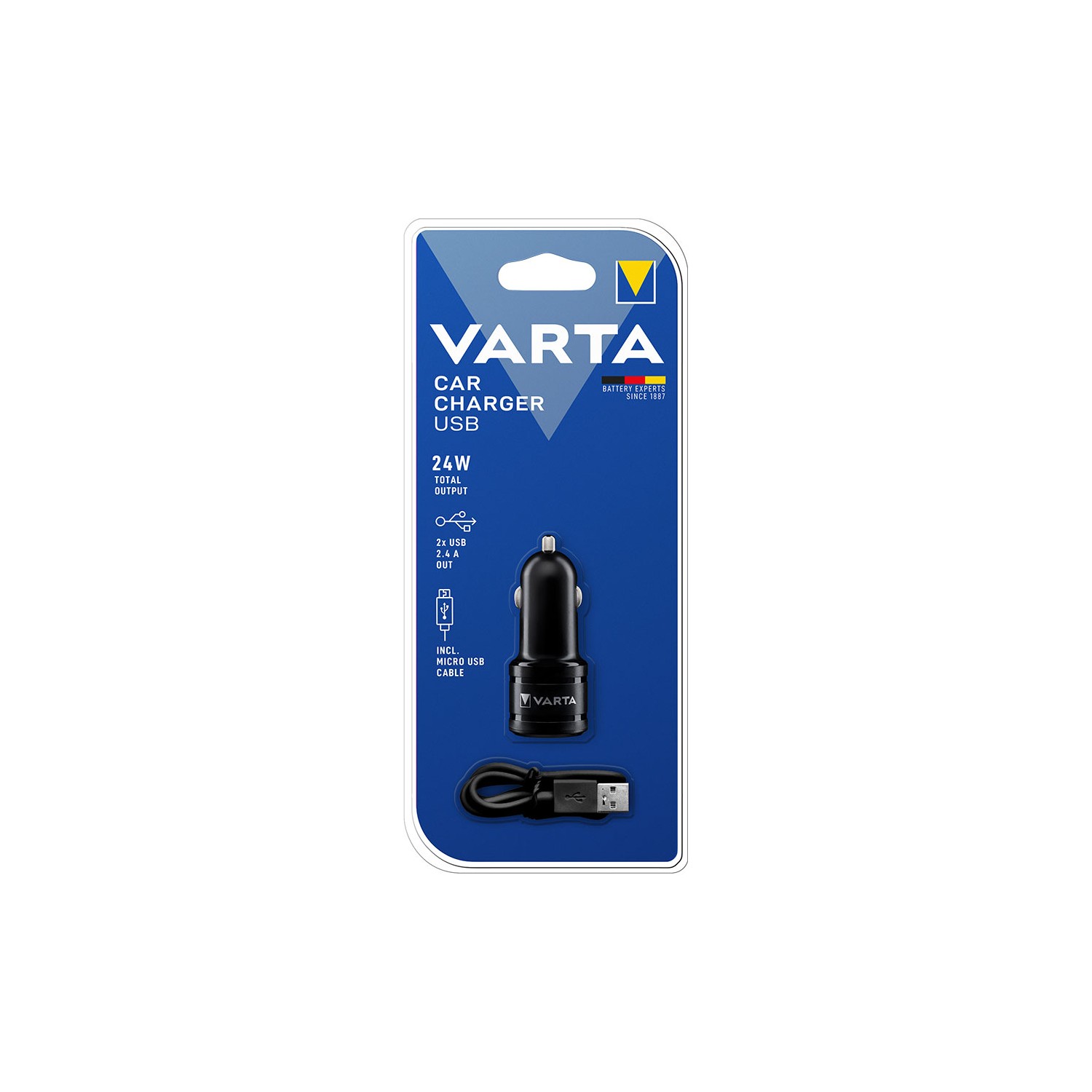 Adaptador cargador varta para coche 2 usb 4,8a