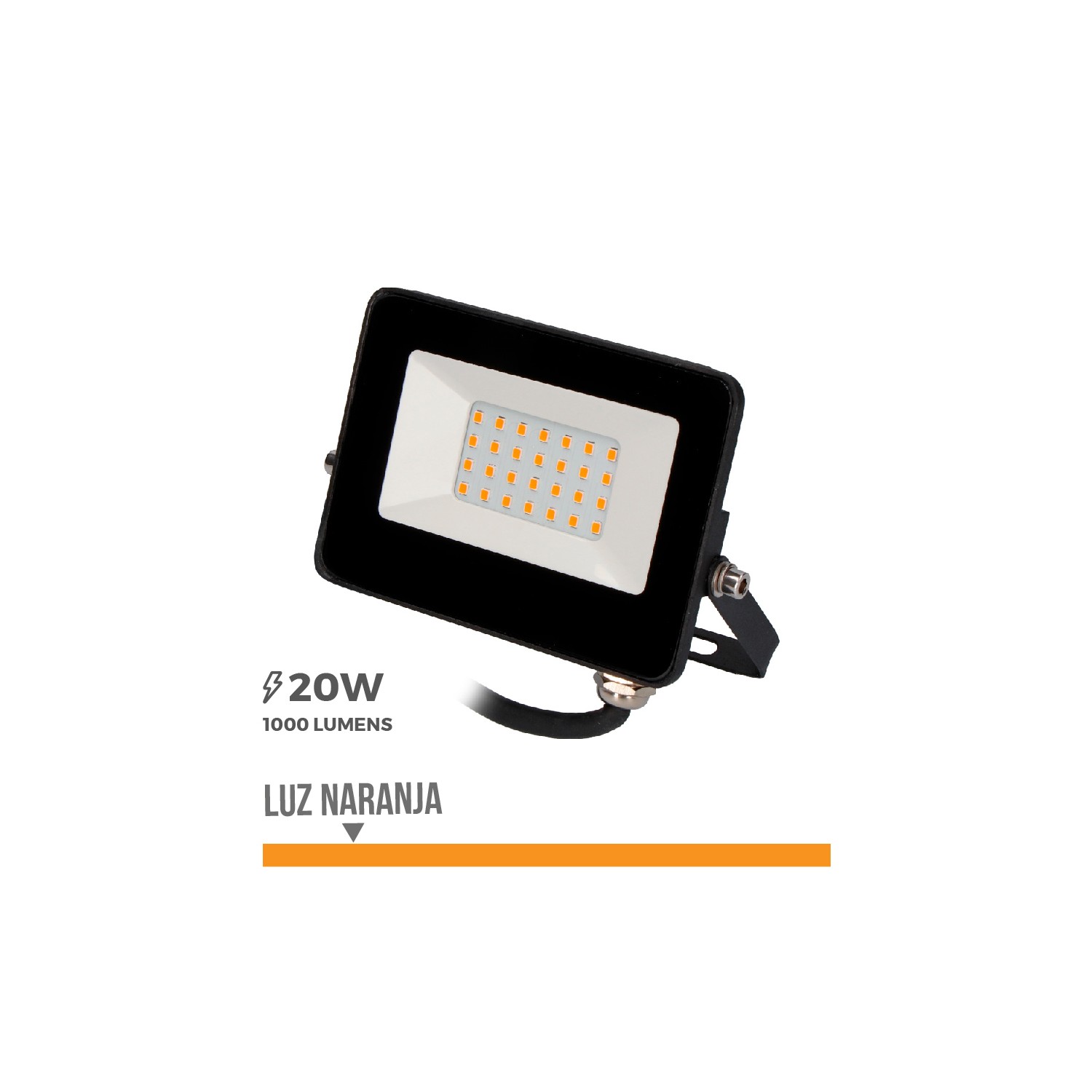 Foco proyector led 20w 1000lm luz naranja 12x8,8x2,4cm edm