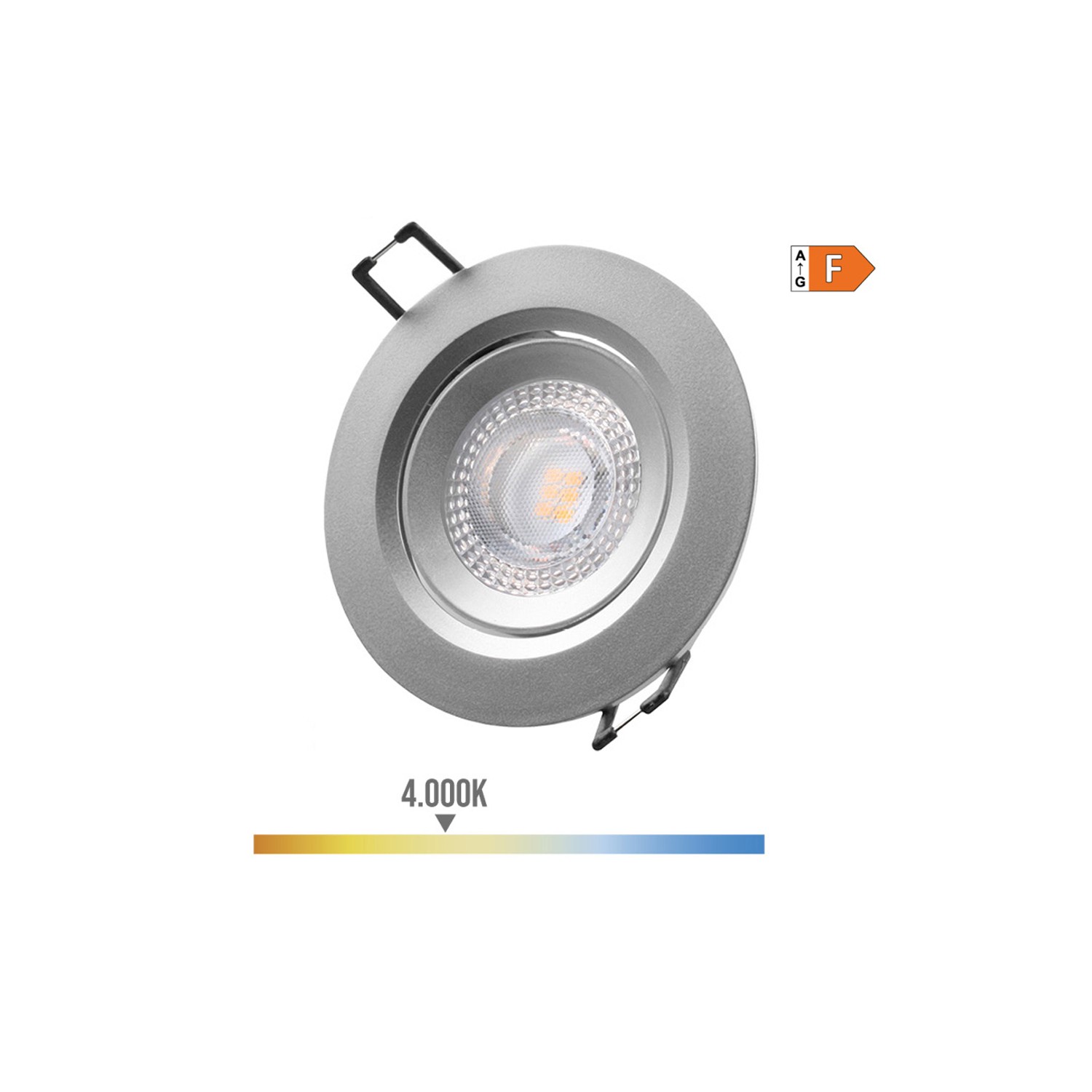 Downlight led empotrable redondo 5w 4000k luz dia color cromo ø9cm edm