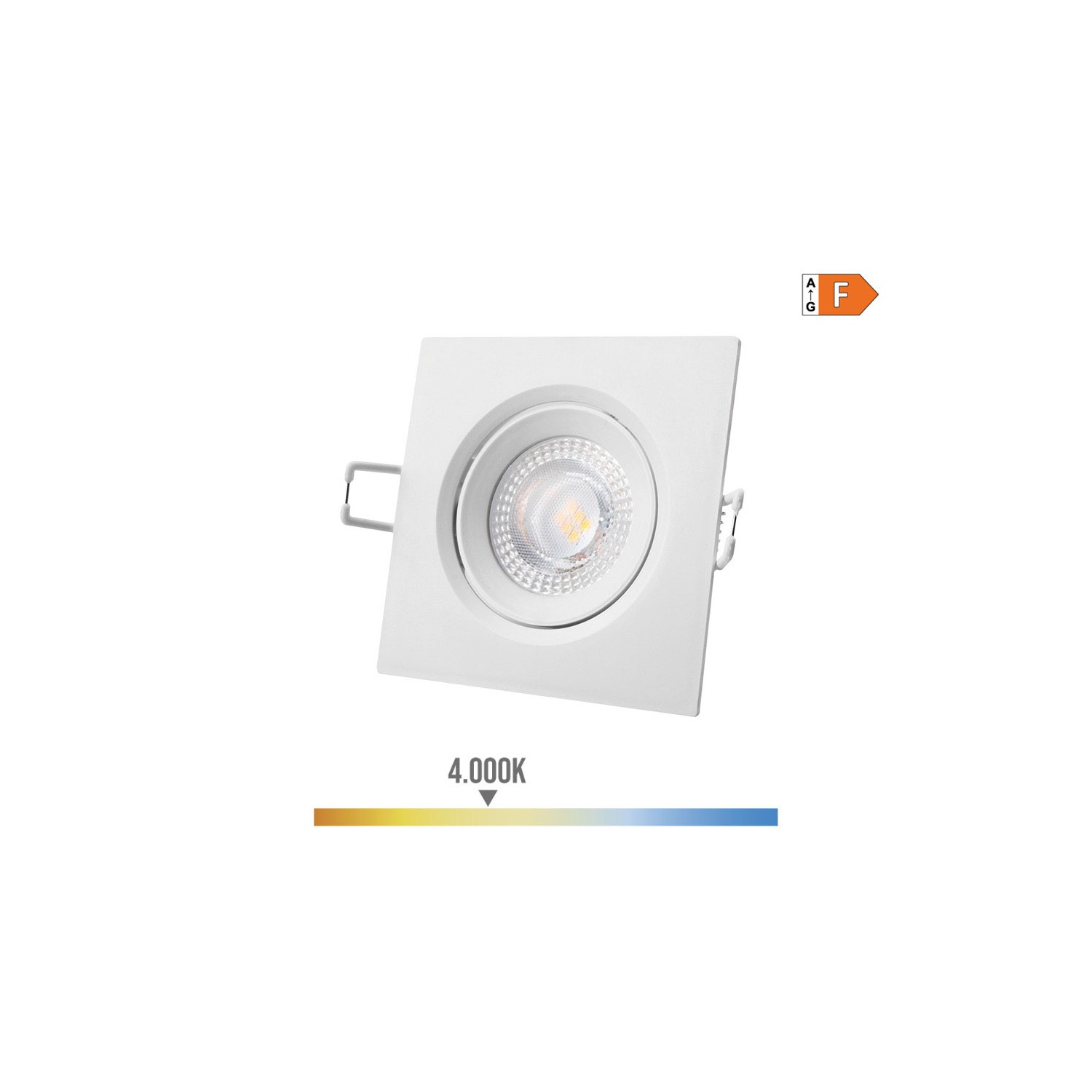 Downlight led empotrable cuadrado 5w 4000k luz dia color blanco 9x9cm edm