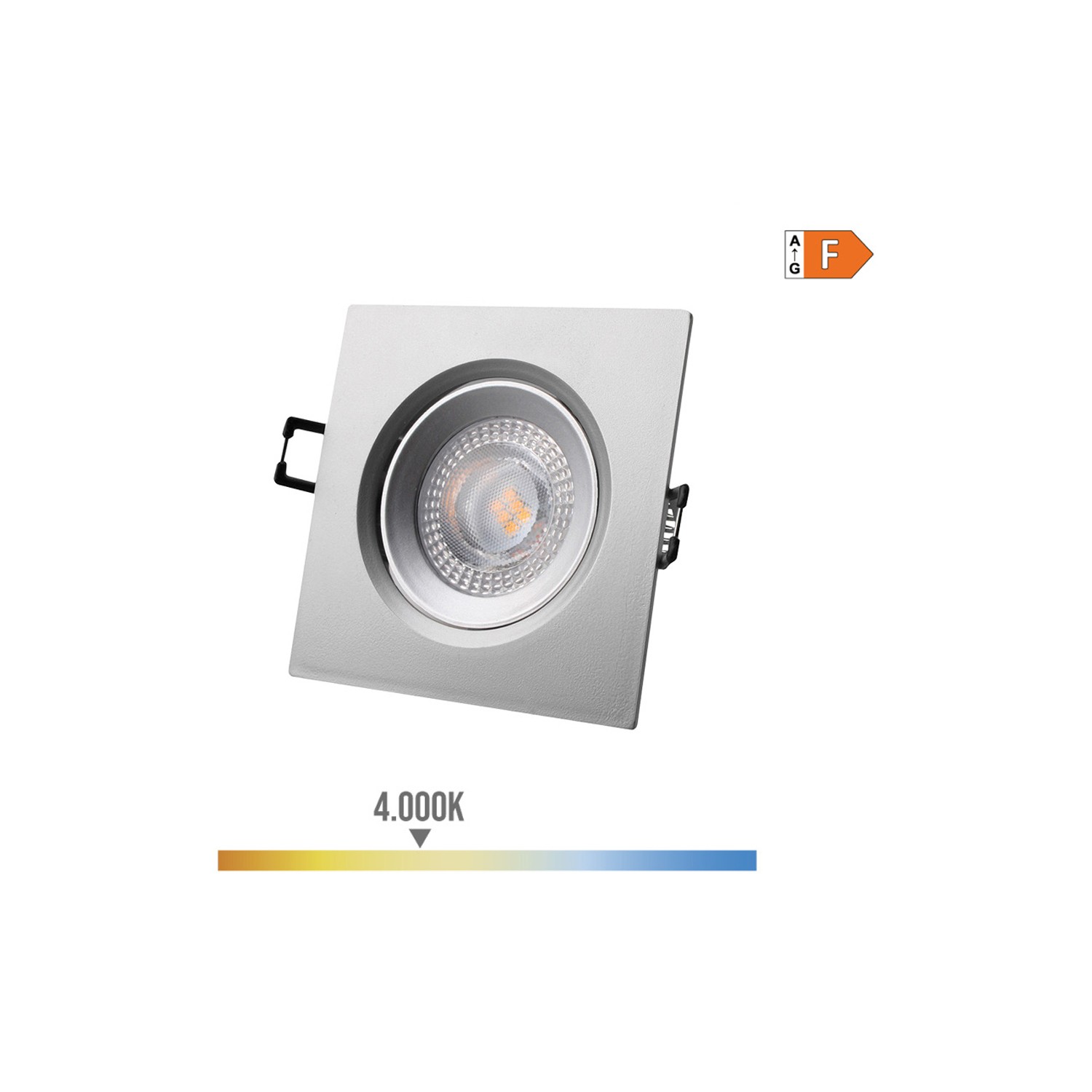 Downlight led empotrable cuadrado 5w 4000k luz dia color cromo 9x9cm edm