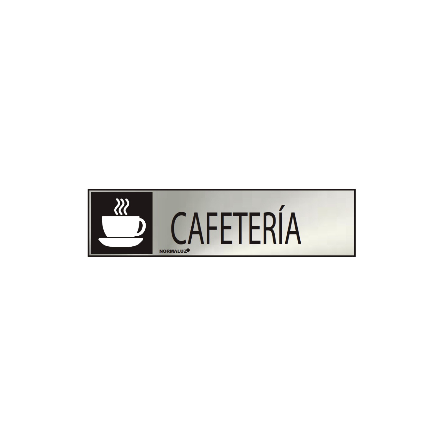 Cartel informativo "cafeteria" (inox adhesivo 0.8mm) 5x20cm normaluz