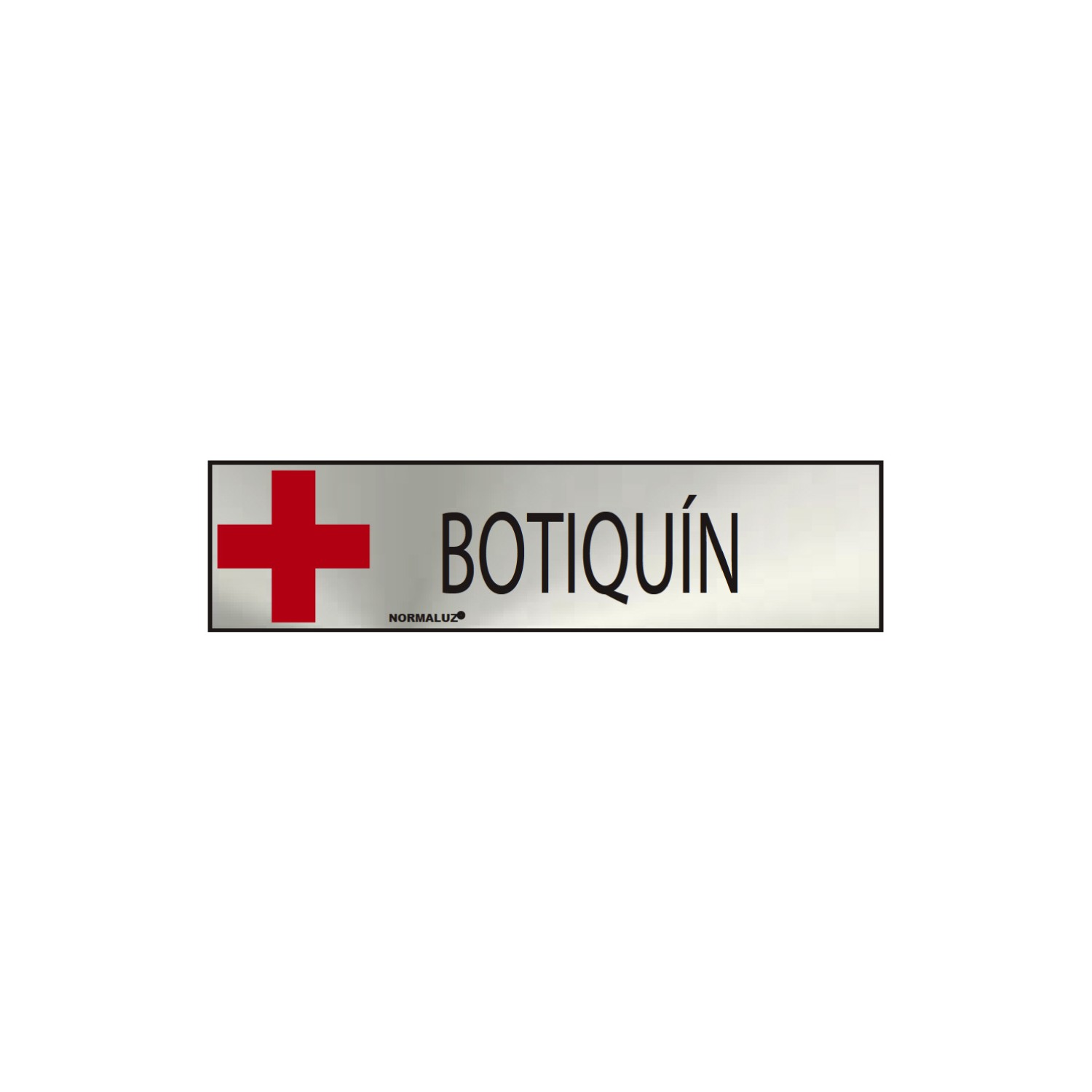 Cartel informativo "botiquin" (inox adhesivo 0.8mm) 5x20cm normaluz