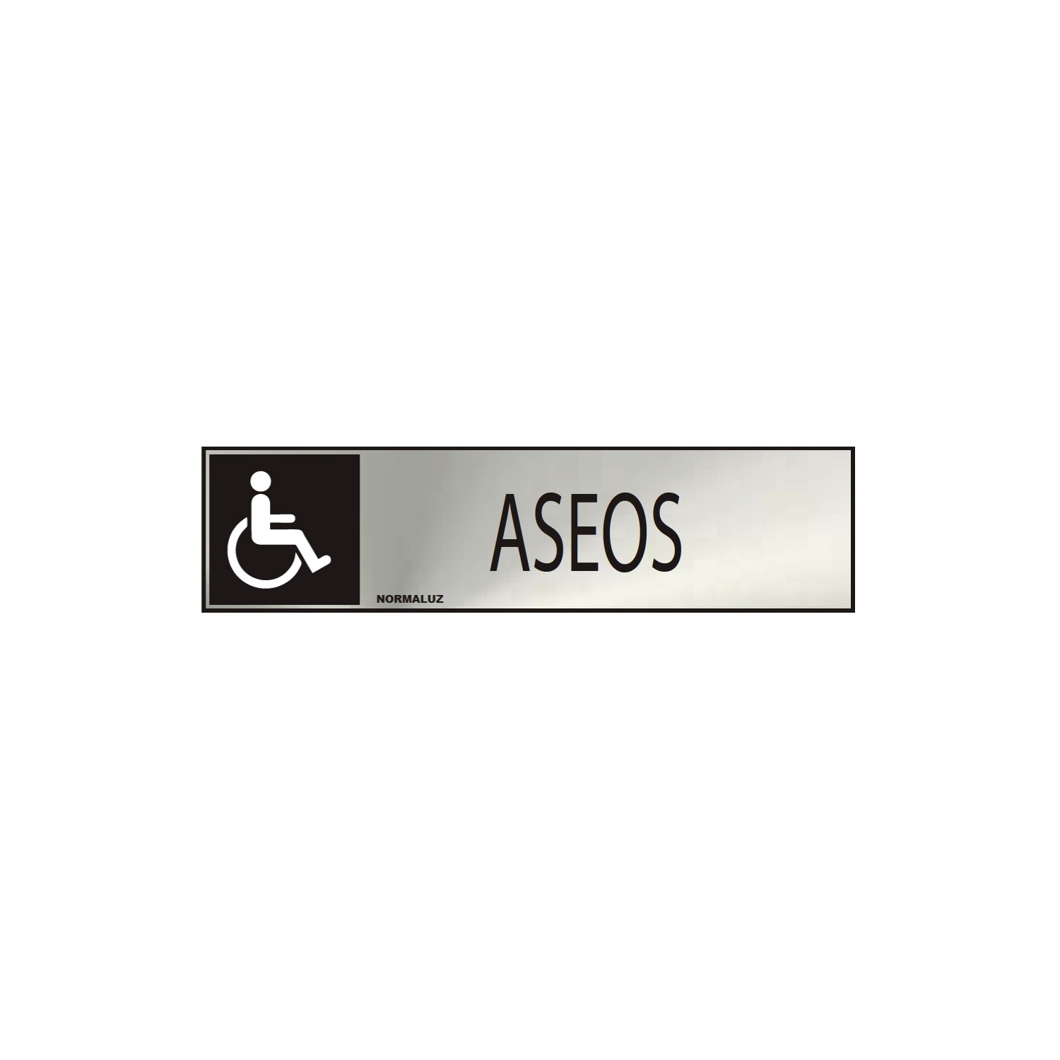 Cartel informativo "aseos" discapacitados (inox adhesivo 0.8mm) 5x20cm normaluz