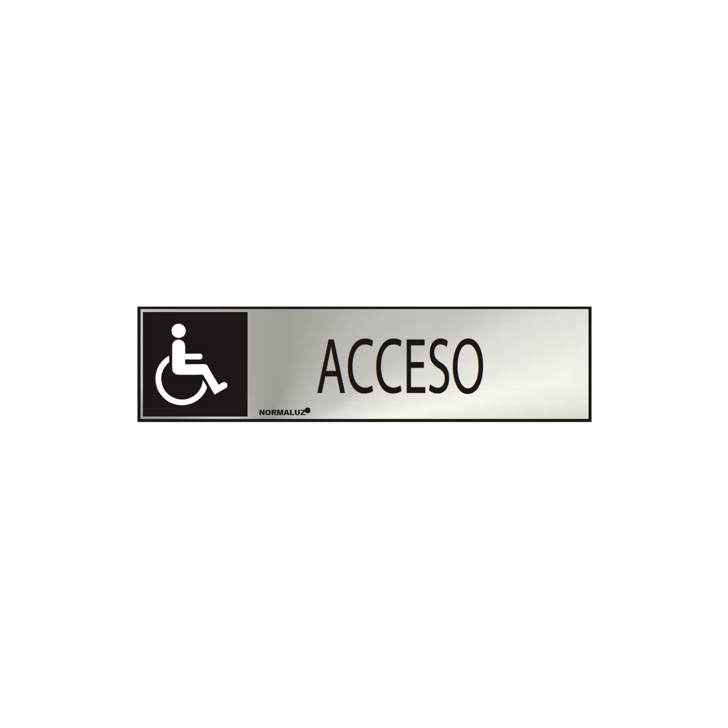 Cartel informativo "acceso" discapacitados (inox adhesivo 0.8mm) 5x20cm normaluz