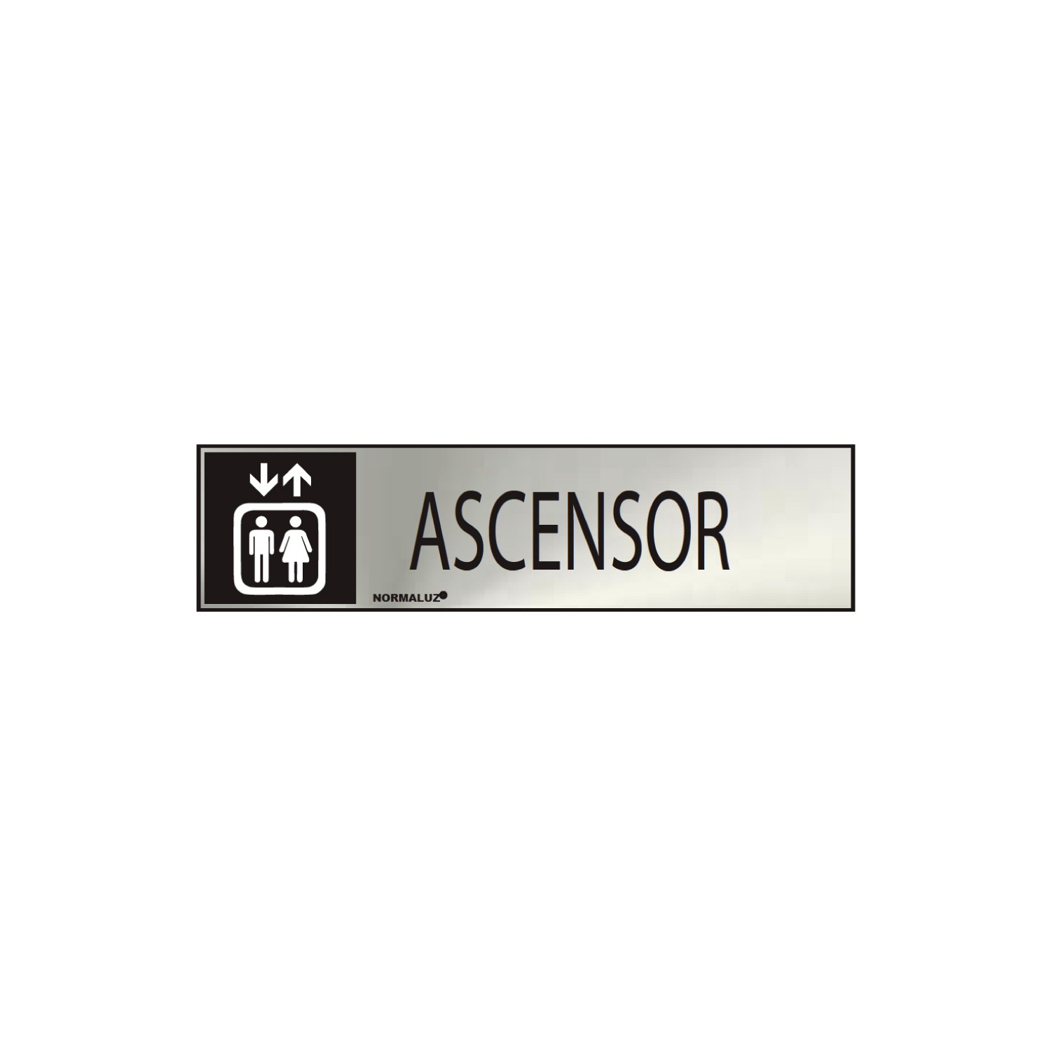 Cartel informativo "ascensor" (inox adhesivo 0.8mm) 5x20cm normaluz