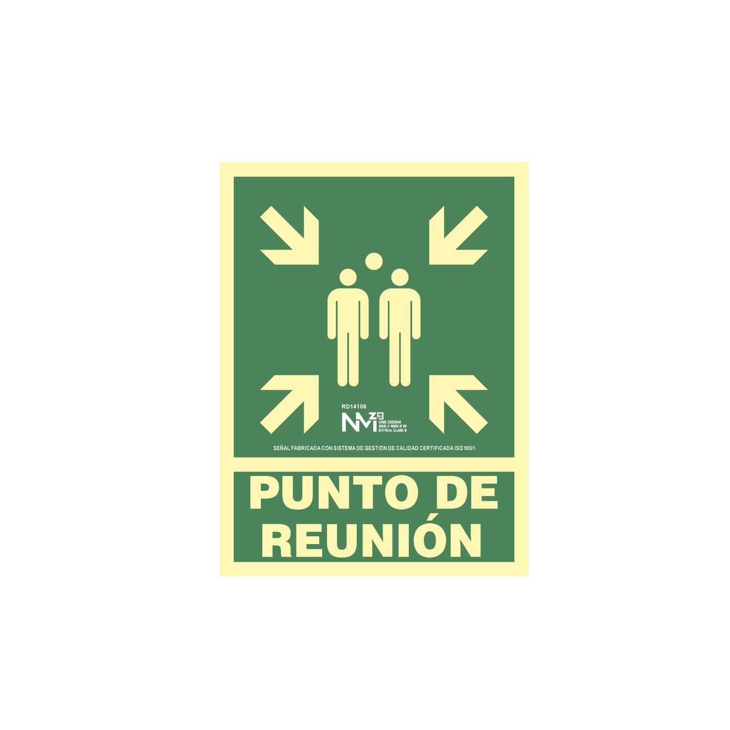 Cartel de evacuación "punto de reunion" clase b (pvc 0,7mm) 22.4x30cm normaluz