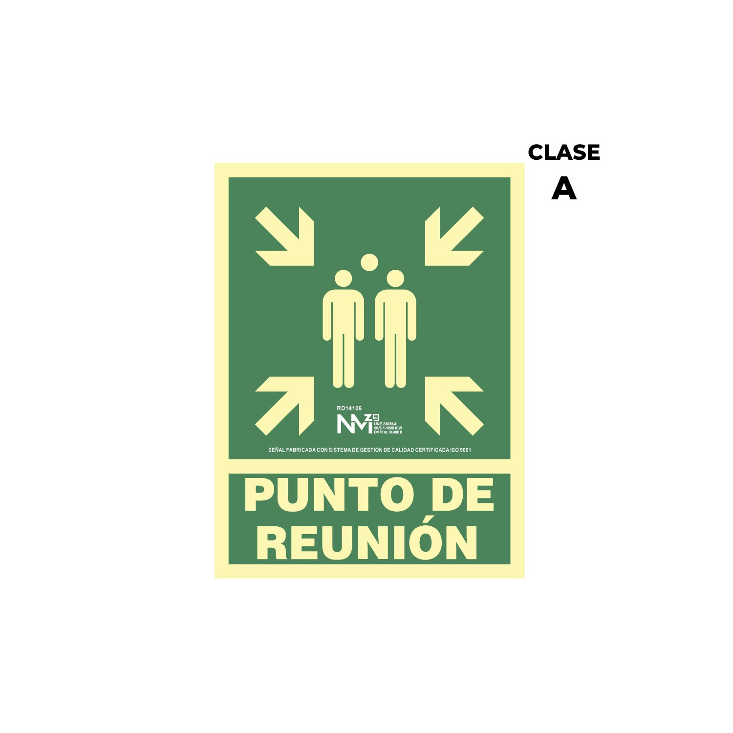 Cartel de evacuación "punto de reunion" clase a (pvc 1mm) 22.4x30cm normaluz