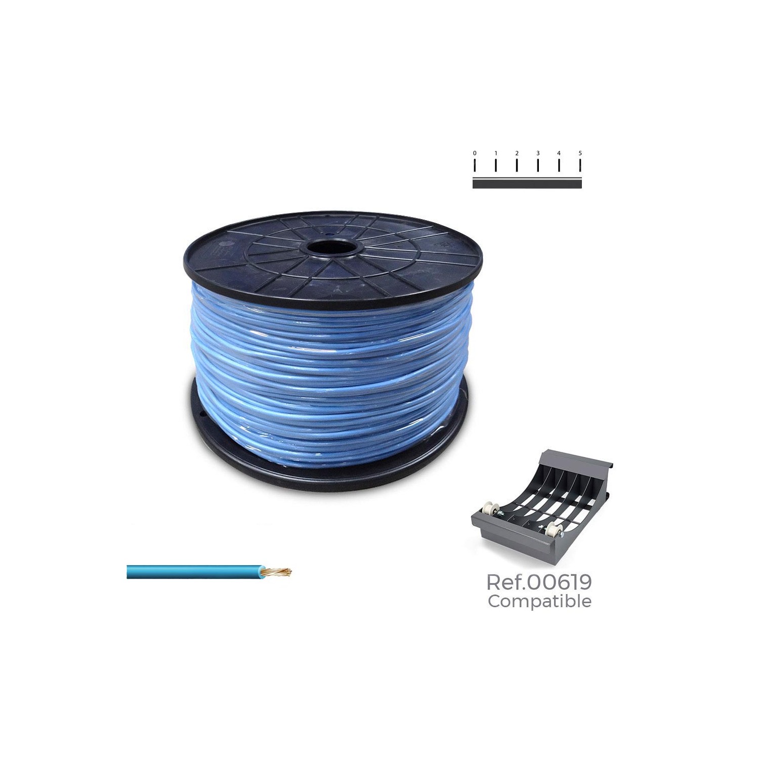 Cablecillo h07v-k 1,50 mm² azul,1000 m. (bobina grande)