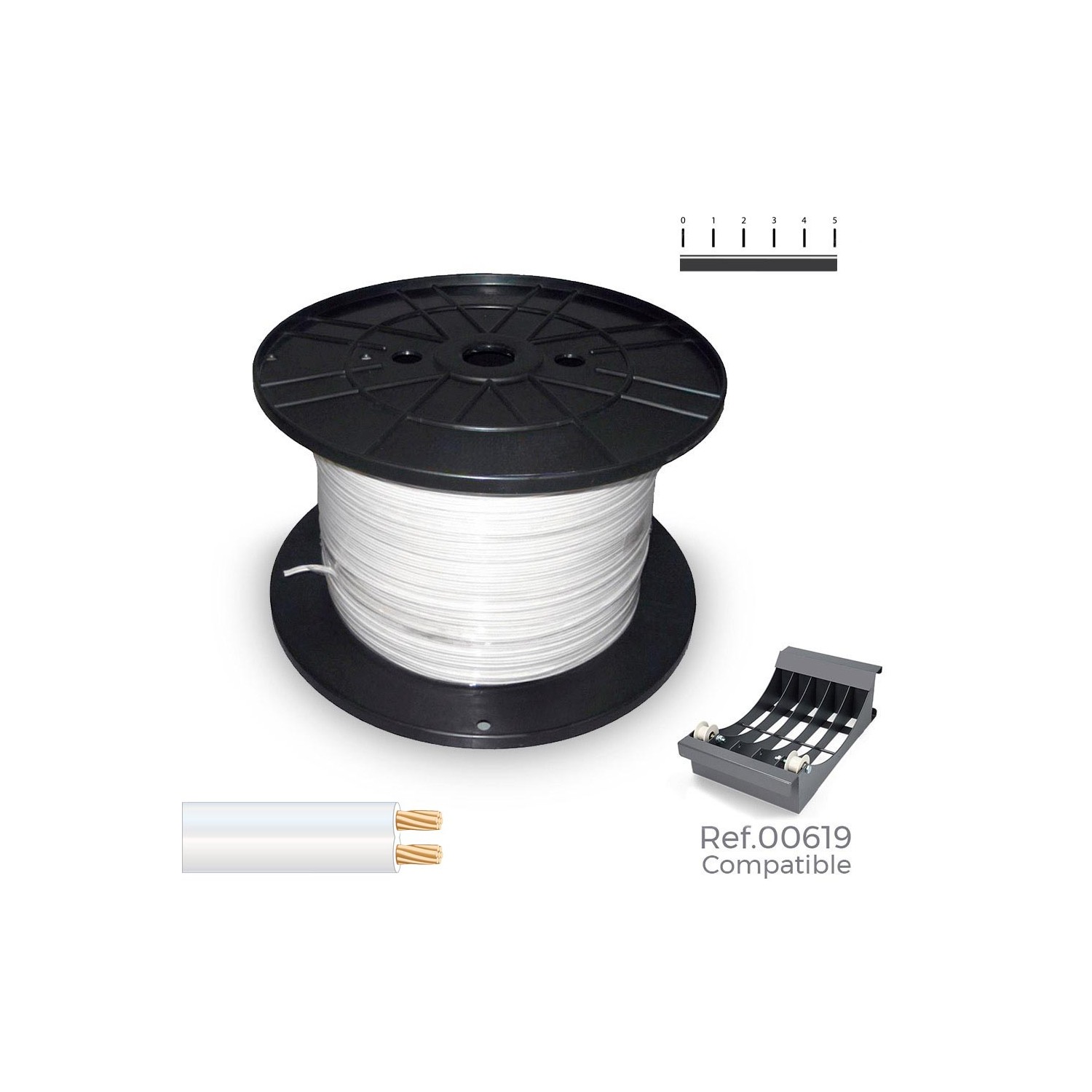 Cable paralelo 48v 2 x 0,50 mm² blanco 2000 m. (bobina grande)