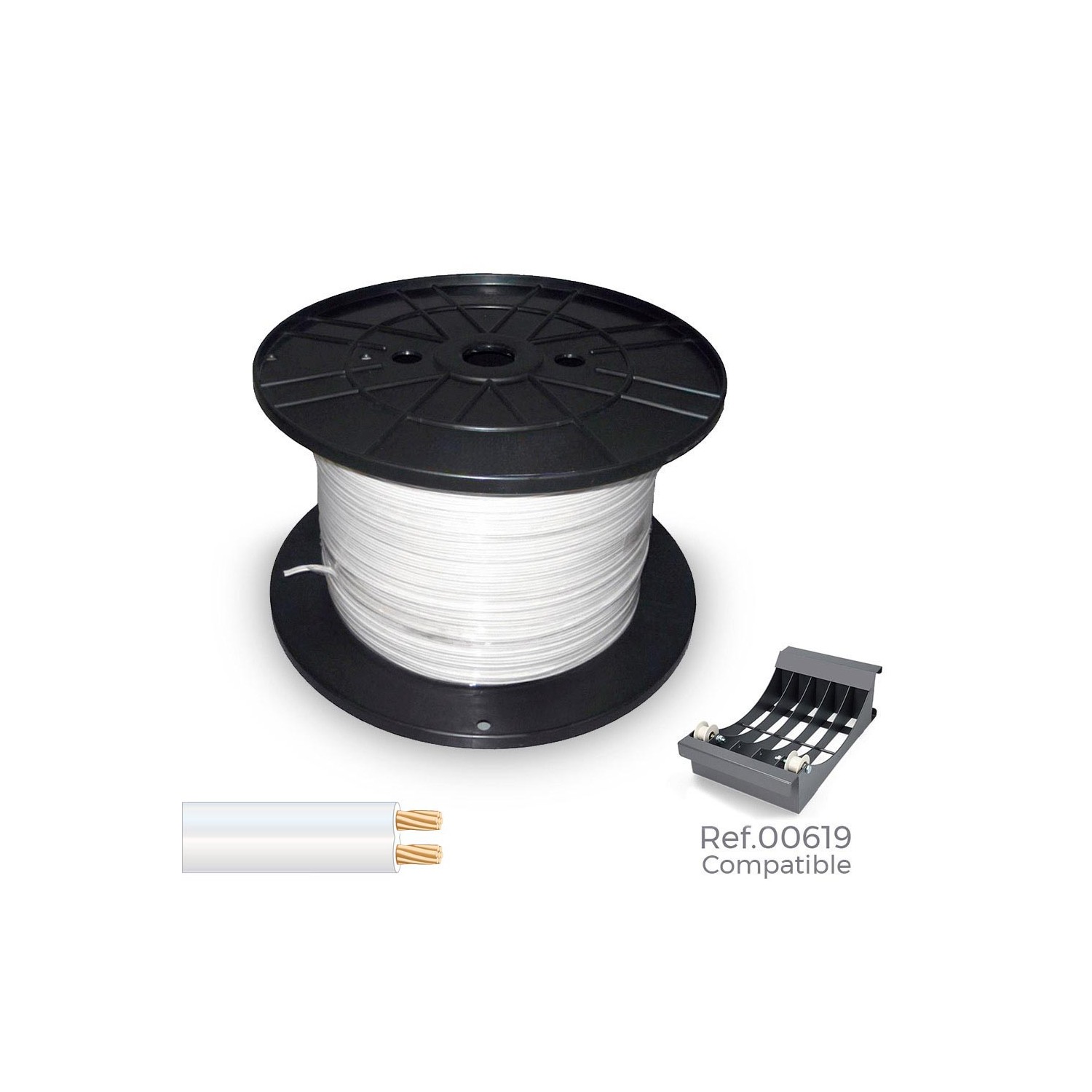 Cable paralelo 48v 2 x 0,75 mm² blanco 1000 m (bobina grande)