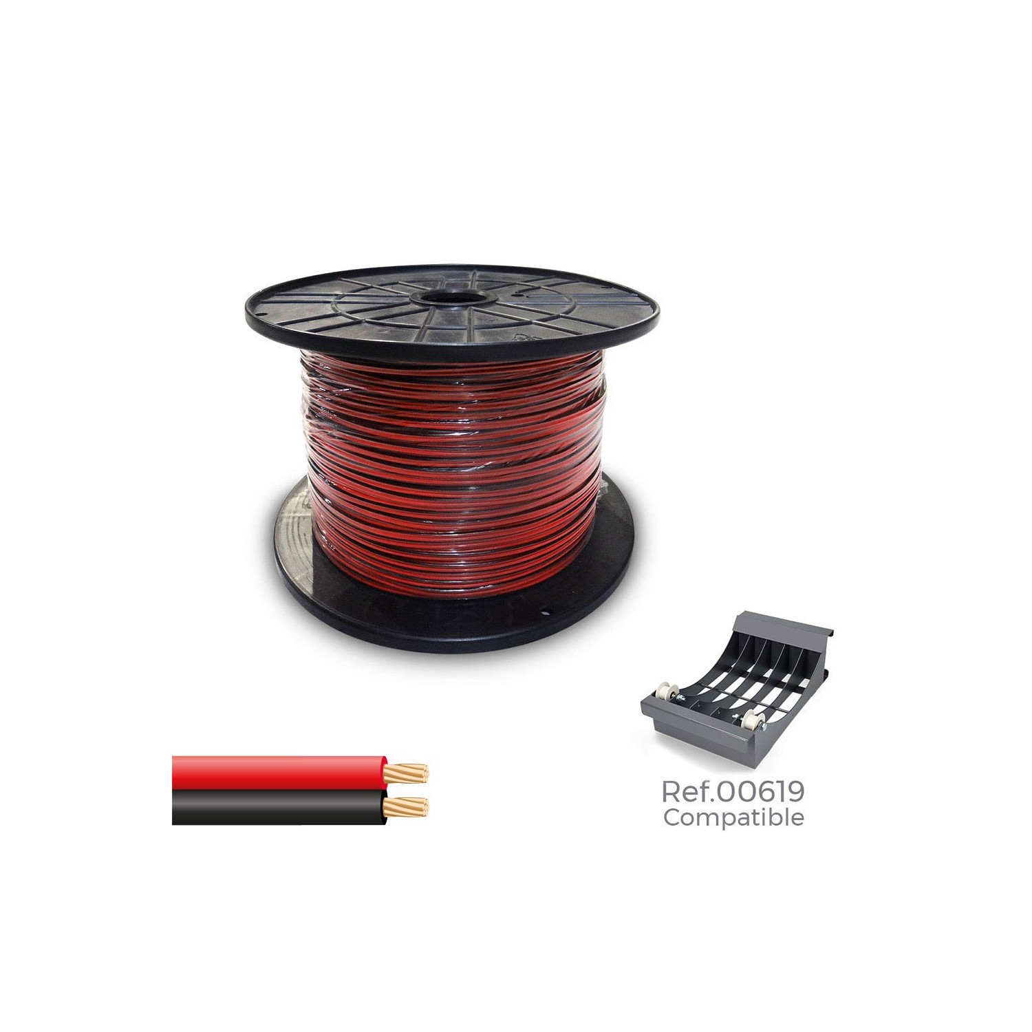 Cable paralelo 48v 2 x 0,75 mm² rojo/negro 1000 m (bobina grande)