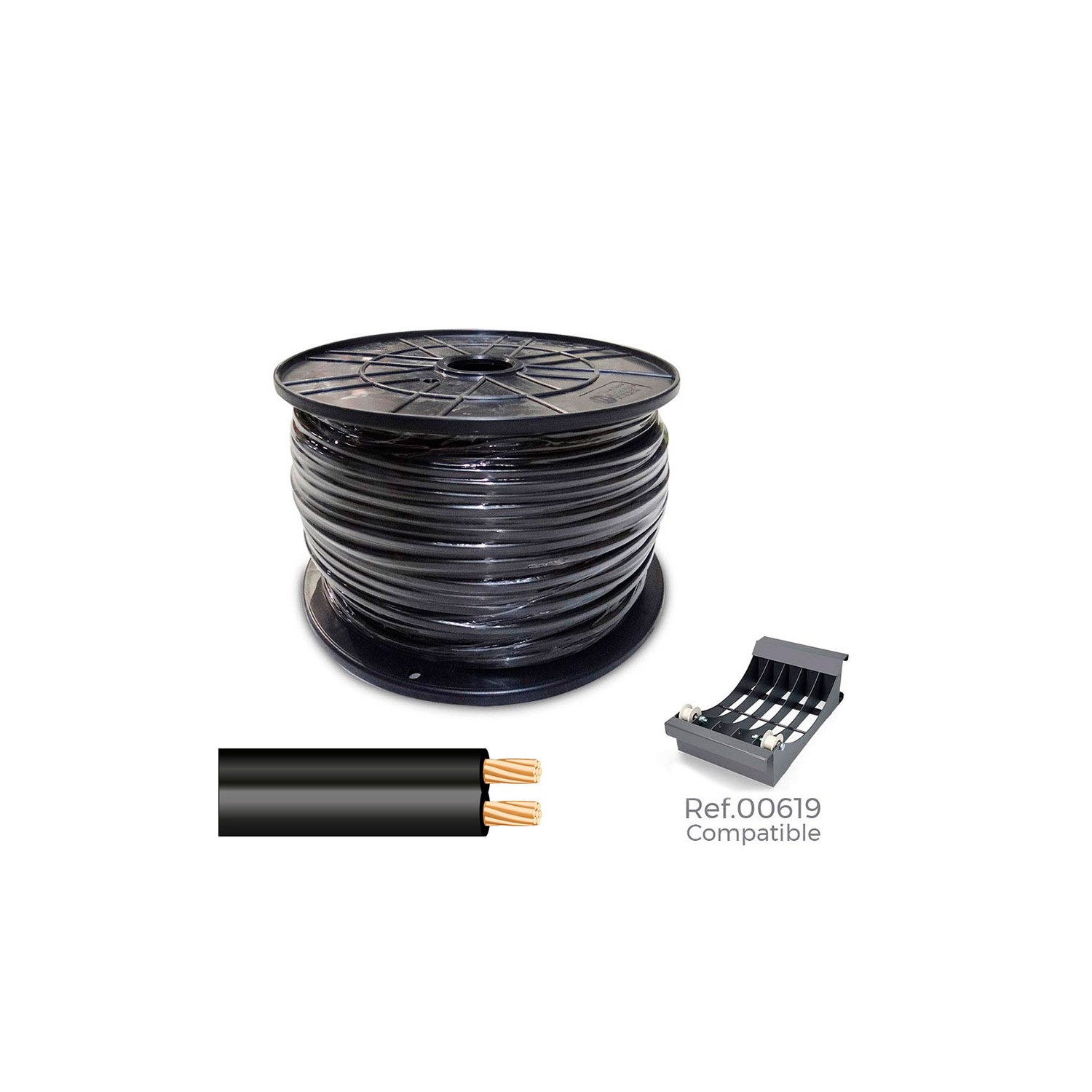 Cable paralelo 48v 2 x 0,75 mm² negro 1000 m (bobina grande)