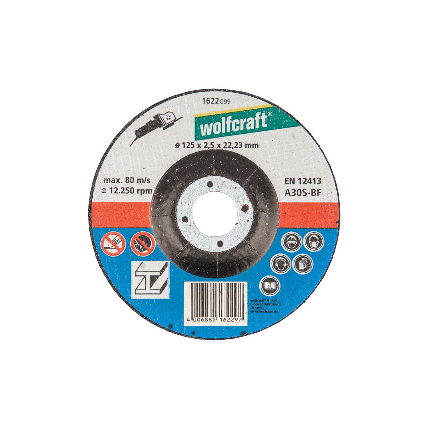 Disco corte para metal ø125x2,5x22,23mm. 1622099 wolfcraft