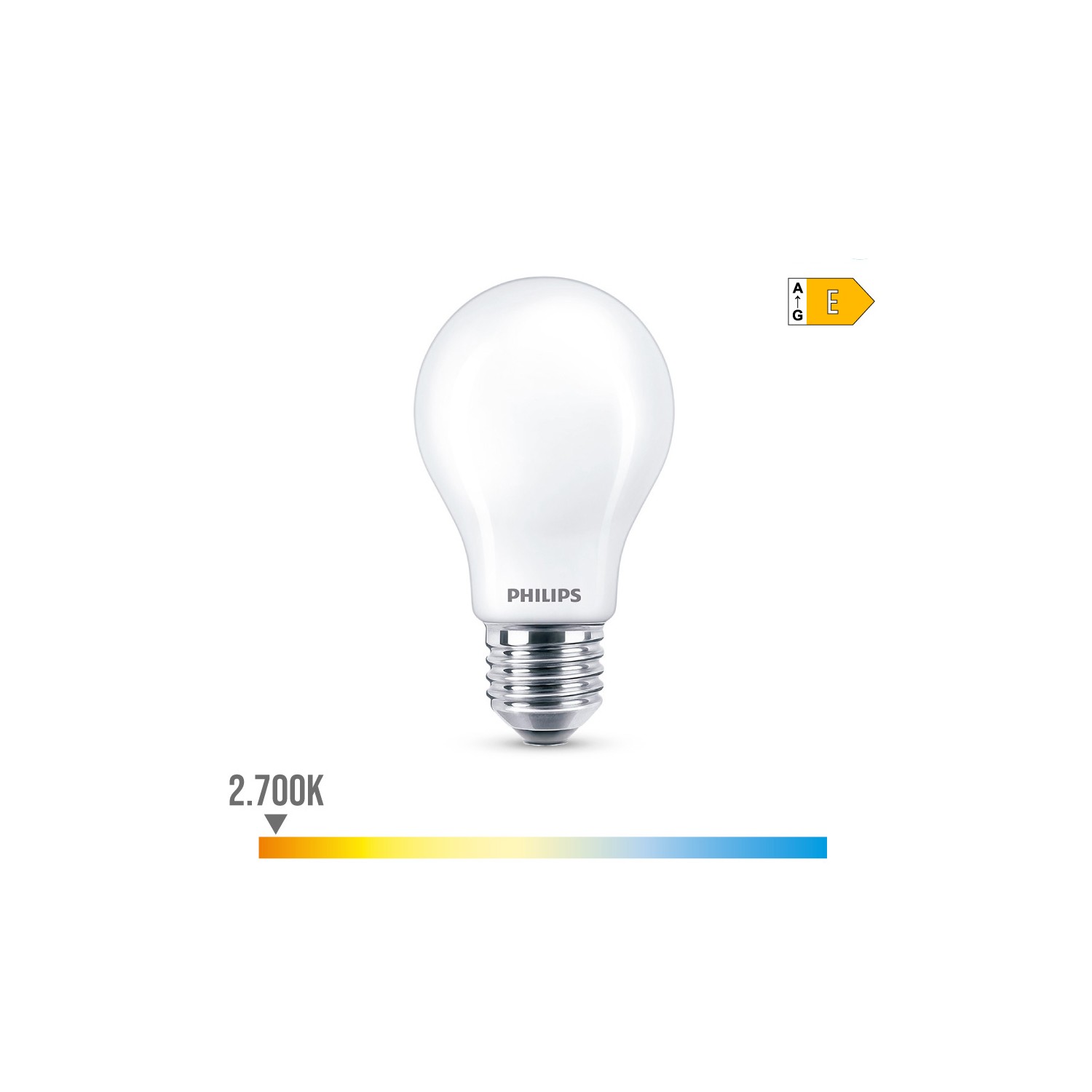 Bombilla standard led e27 8,5w 1.055lm 2700k luz calida ø6x10,4cm. philips