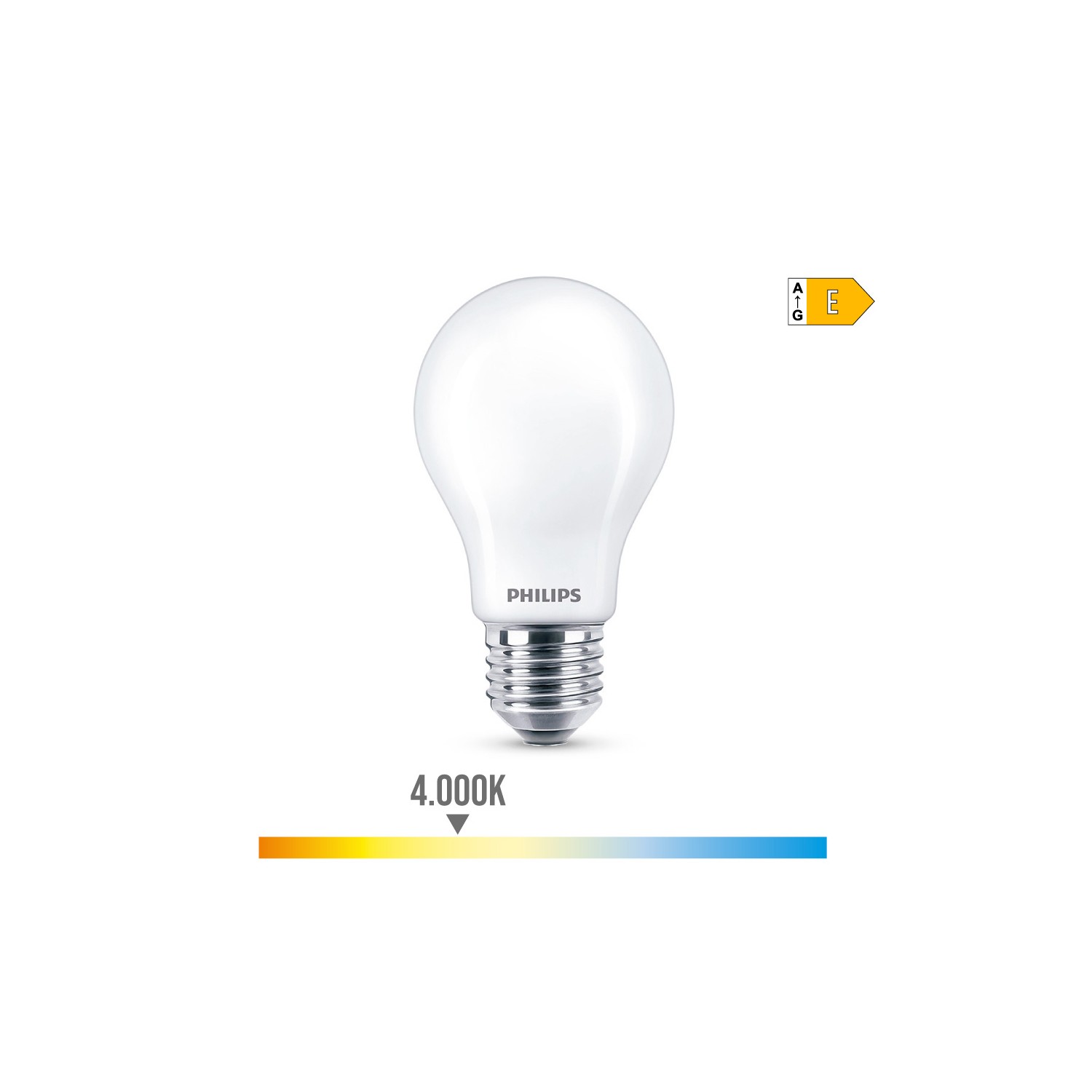 Bombilla standard led e27 8,5w 1.055lm 4000k luz dia ø6x10,4cm. philips