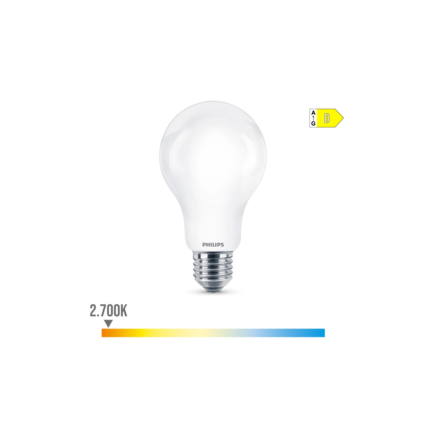 Bombilla standard led e27 13w 2000lm 2700k luz calida ø7x12,1cm. philips