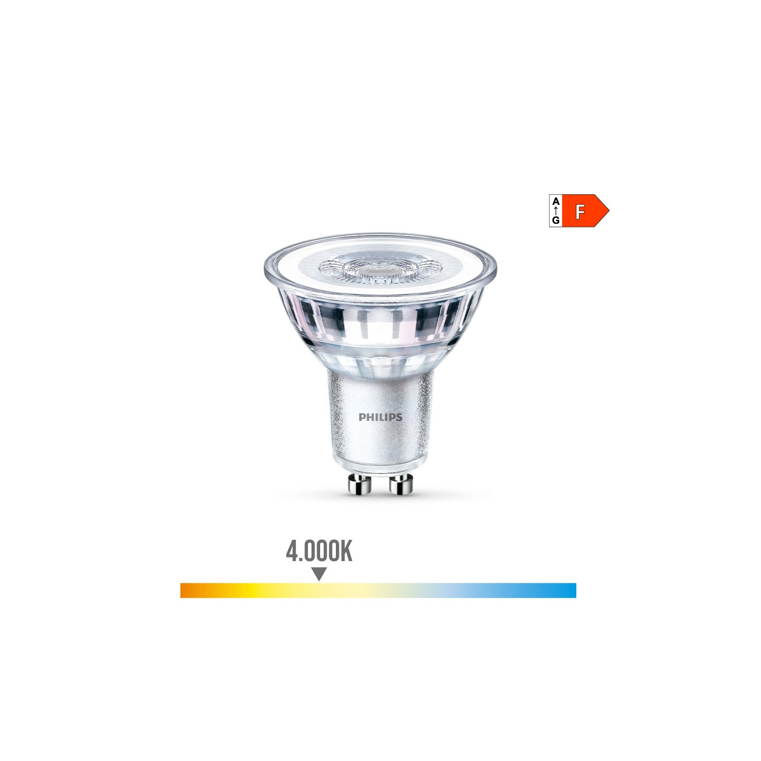 Bombilla gu10 led 4,6w 390lm 4000k luz dia ø5x5,4cm philips