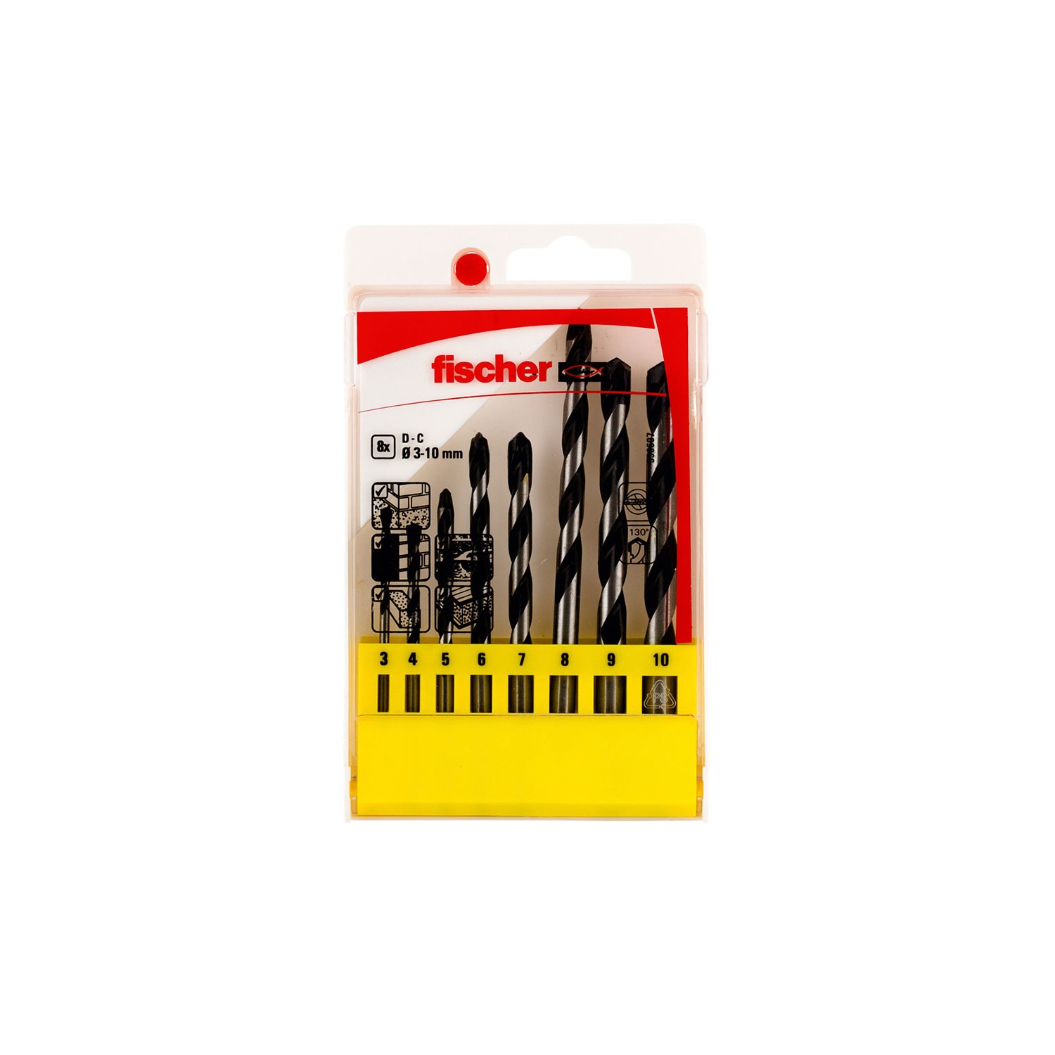 Pack 8 brocas percusion e ø3/4/5/6/7/8/9/10mm 536607 fischer