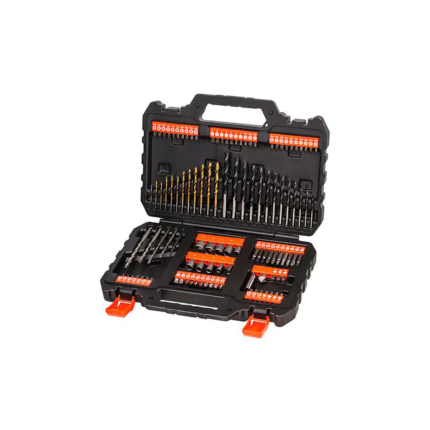 Juego de 109 piezas para atornillar y taladrar con brocas "titanio" a7200-xj black+decker