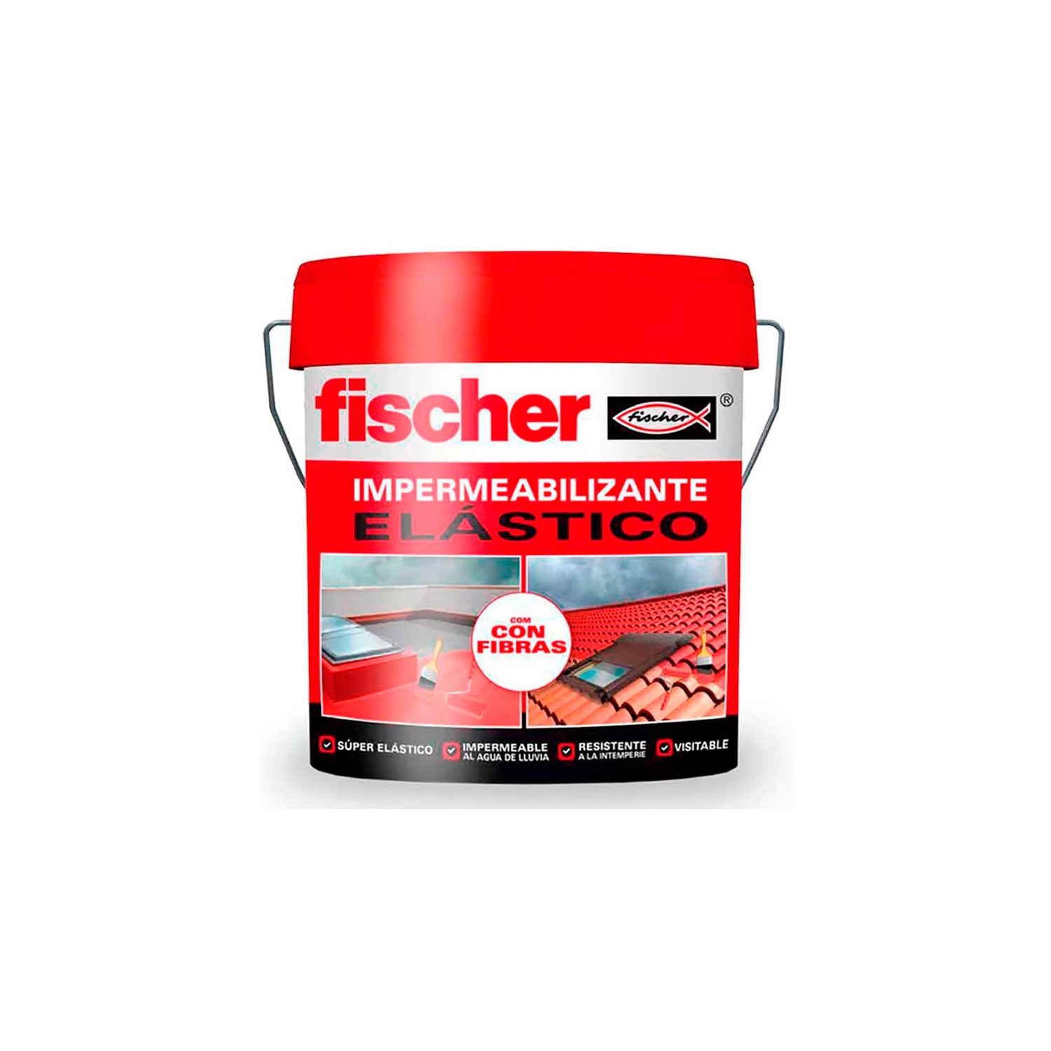 Impermeabilizante 15l rojo con fibras 547152 fischer