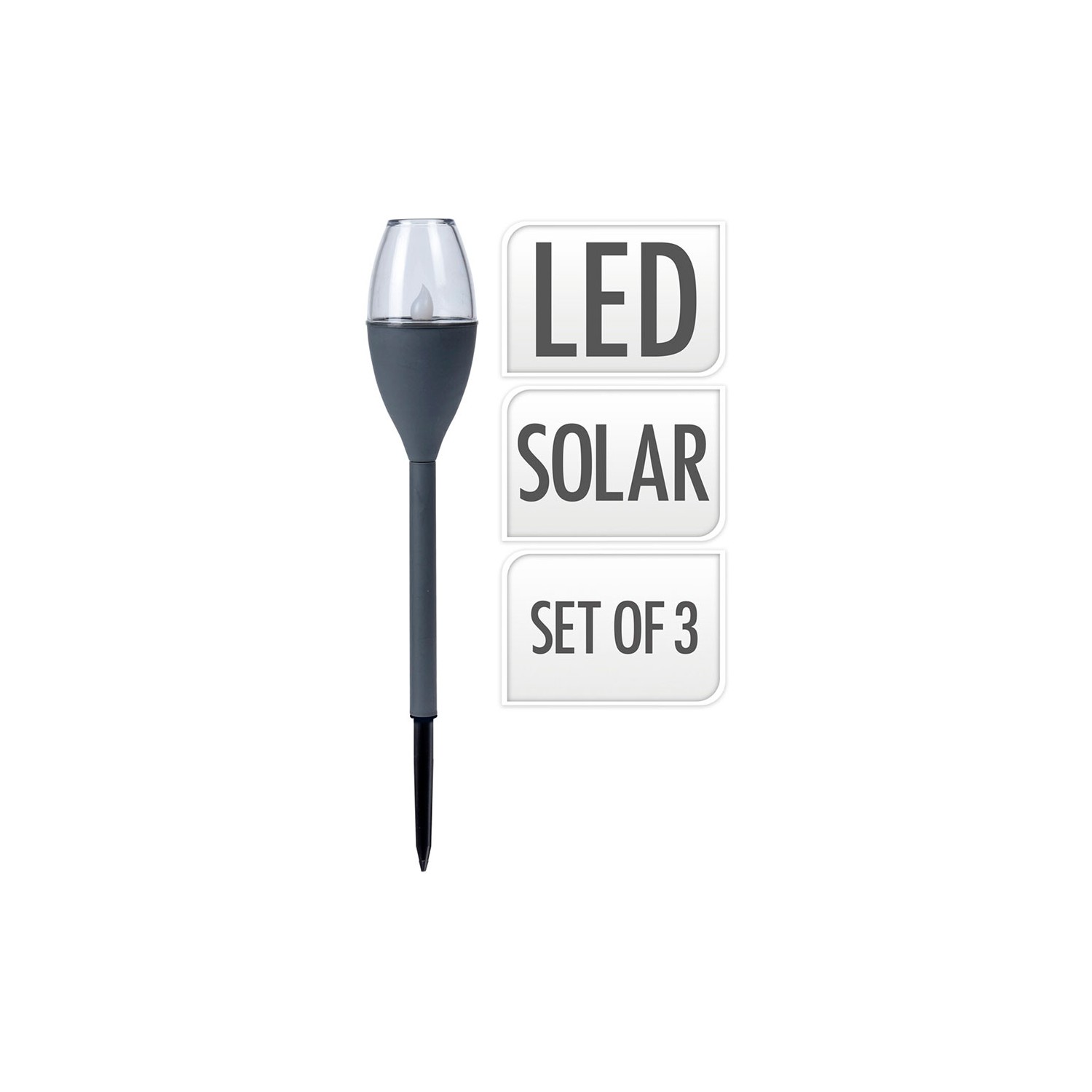 Set 3 lamparas solares color gris