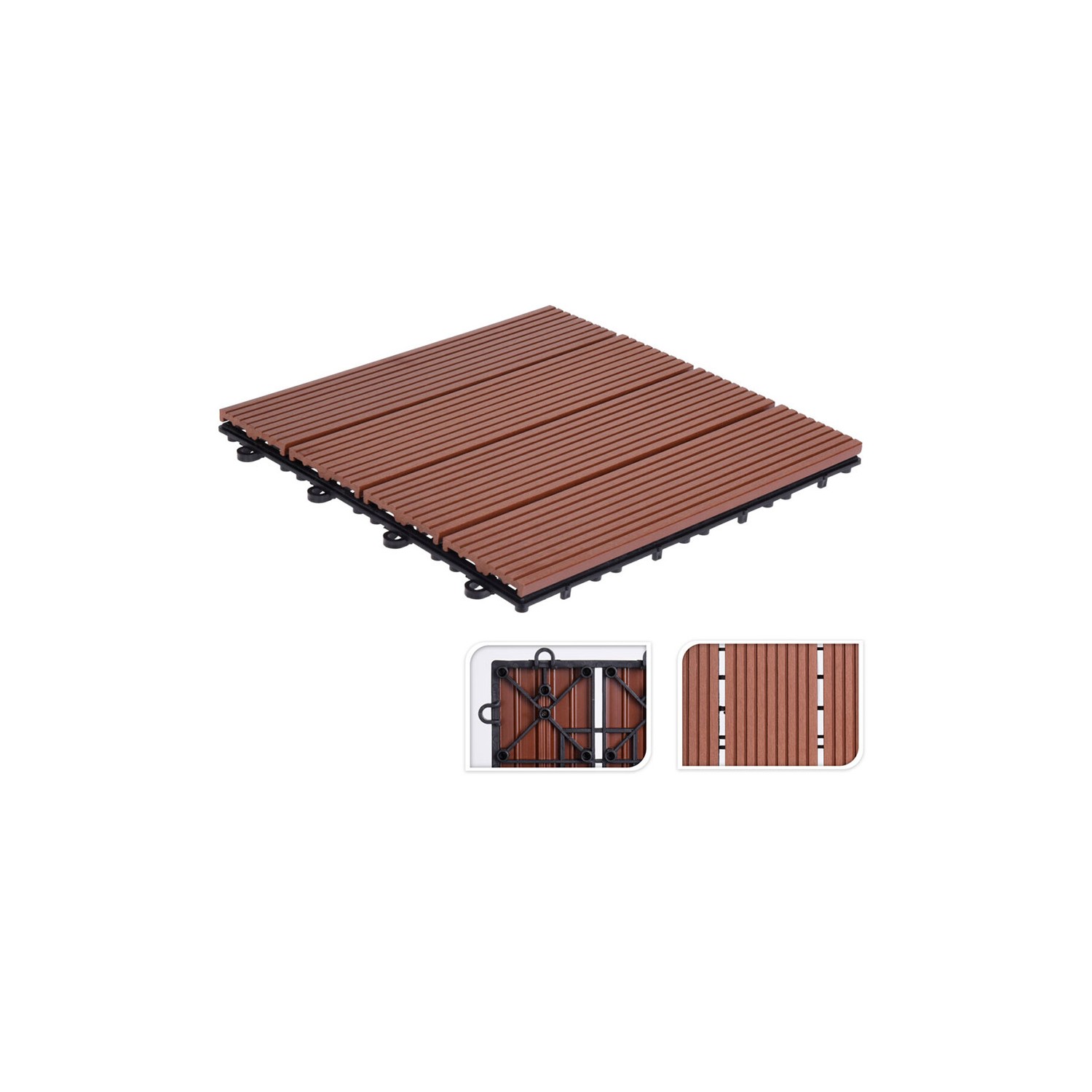 Kit con 6 baldosas de pvc 30x30x2cm para terraza