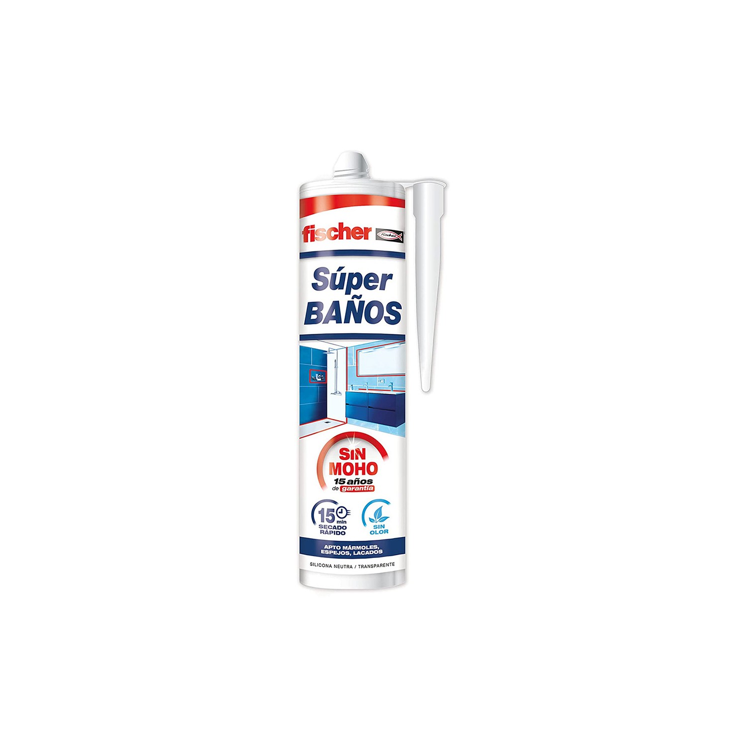 Super baños silicona blanca antimoho sin olor 280ml 563064 fischer