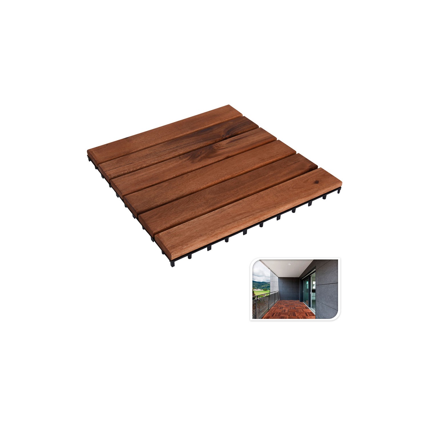 Kit de 9 baldosas acacia 30x30cm para terraza