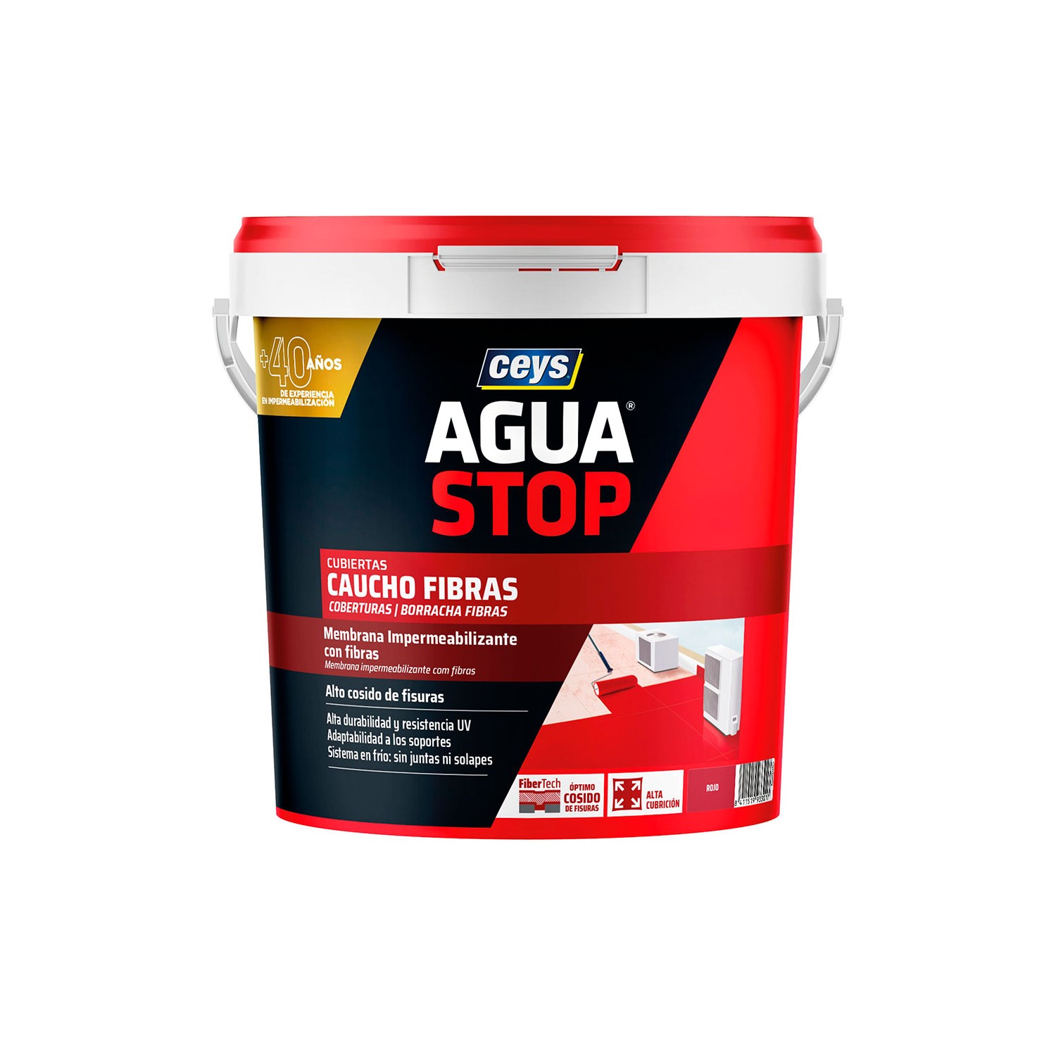 Aguastop caucho fibras rojo 5kg 903301 ceys