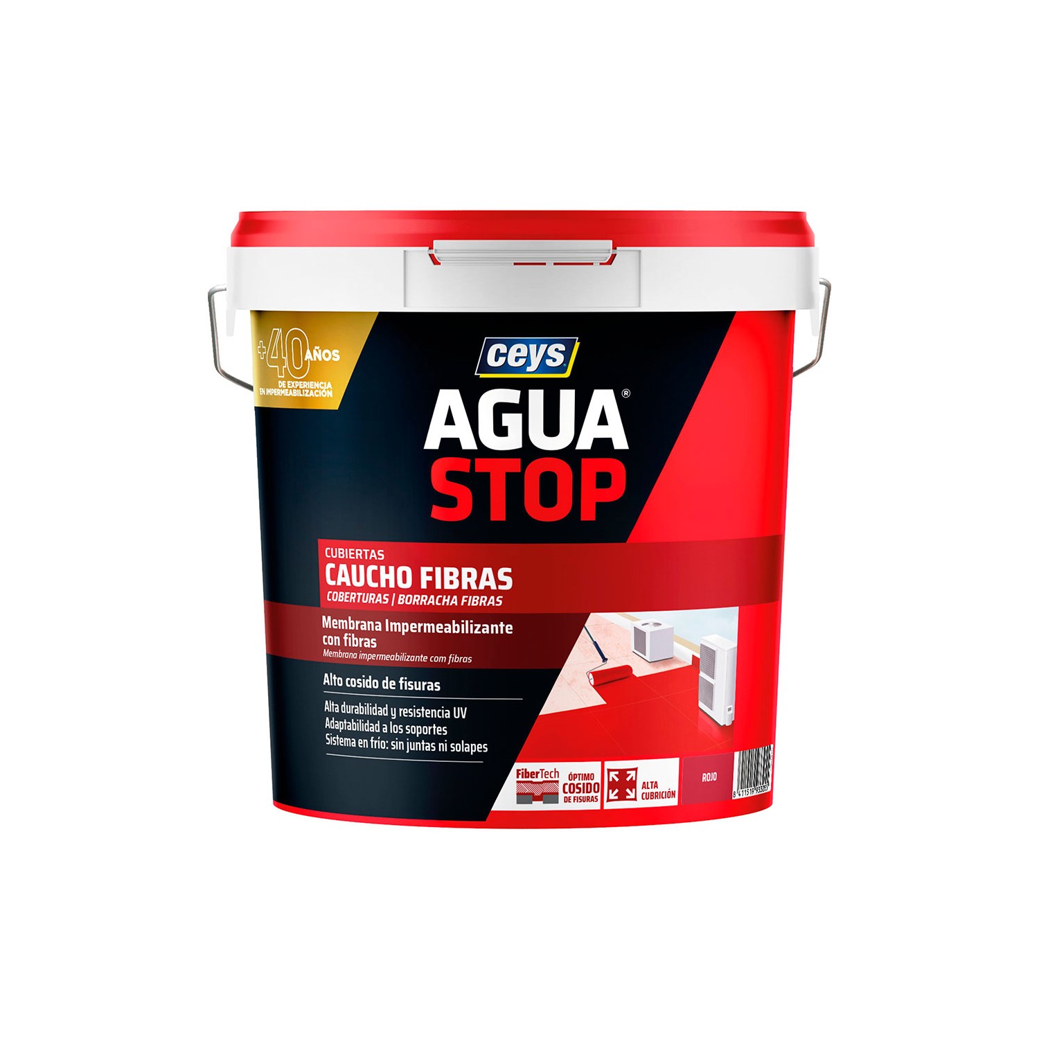 Aguastop caucho fibras rojo 20kg 903305 ceys