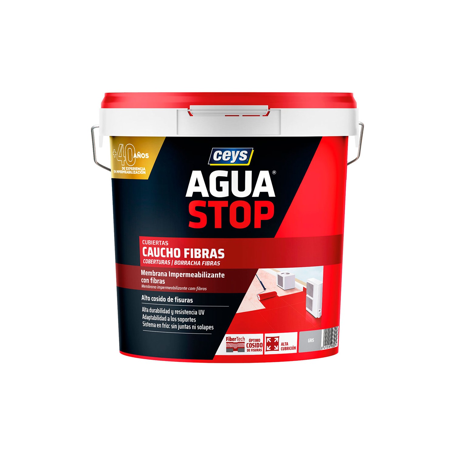 Aguastop caucho fibras gris 20kg 903307 ceys