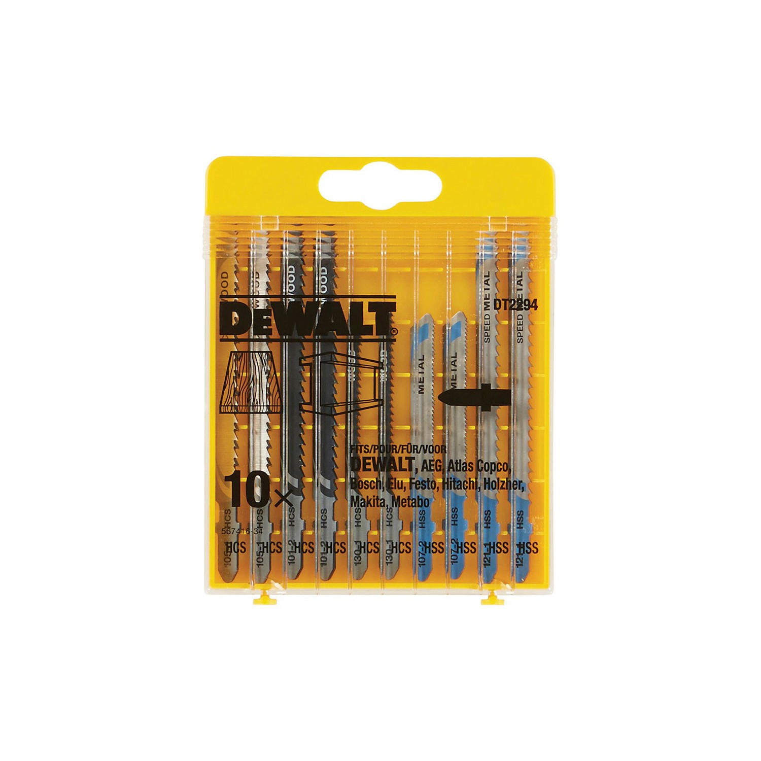 Set de 10 hojas de sierra de calar para madera y metal dt2294-qz dewalt