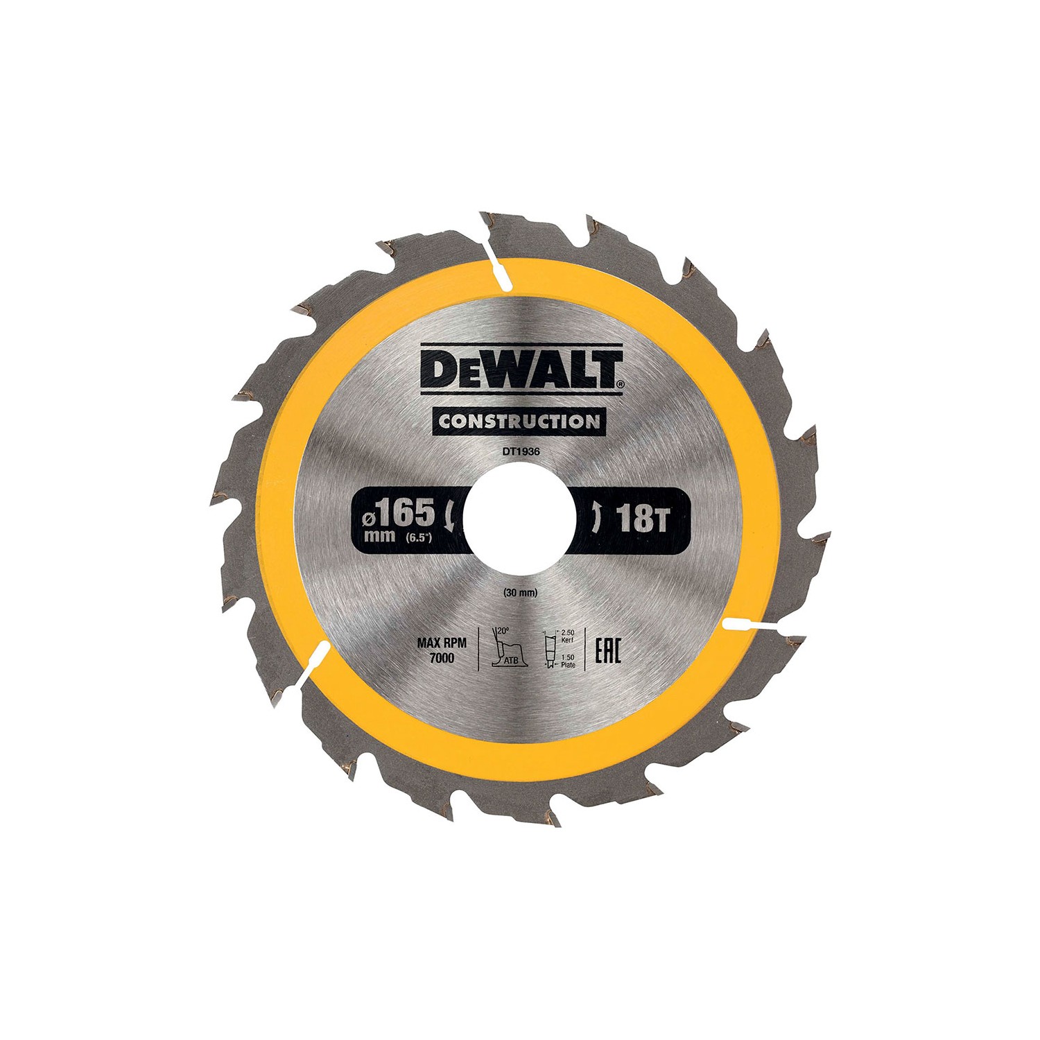 Disco corte ø165x30mm 18t (ac) dt1936-qz dewalt