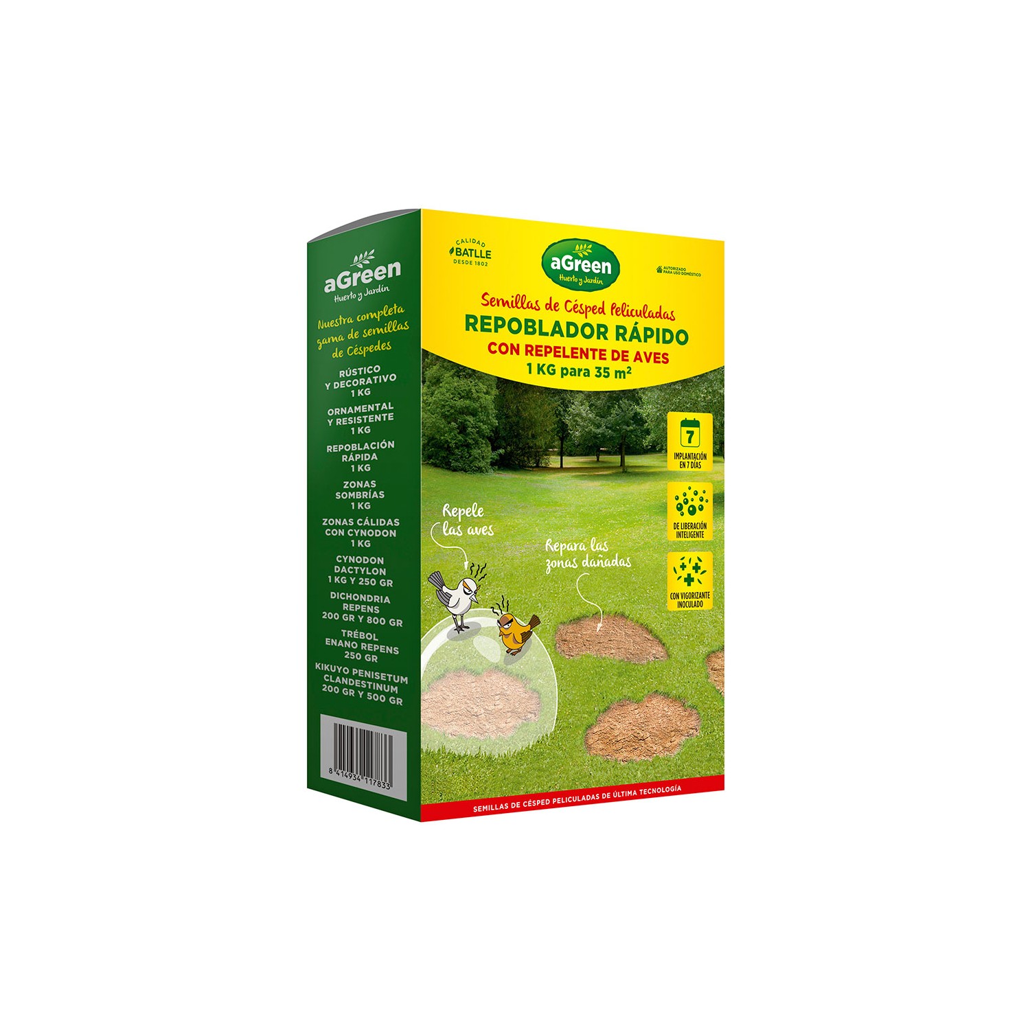 Césped repoblado rapido con repelente para aves 1kg agreen