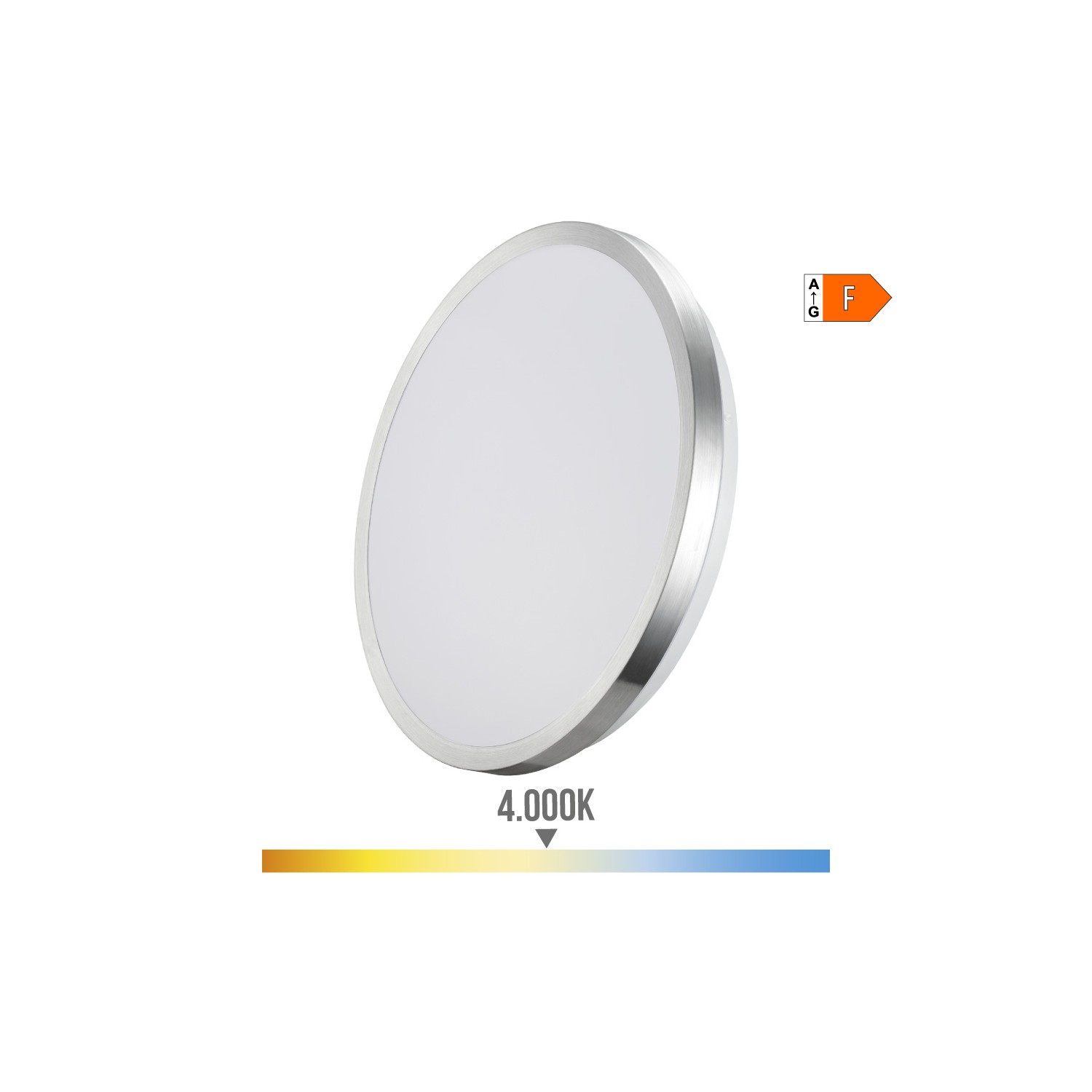 Aplique super led de superficie 12w 1160lm 4000k ø26x4,5cm marco cromado edm