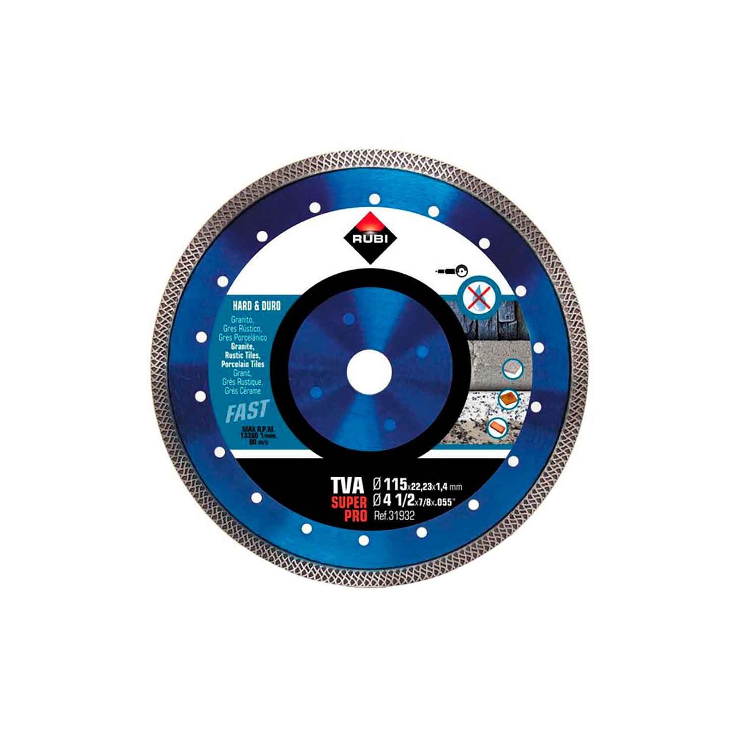 Disco diamantado tva ø115mm superpro 31932 rubi