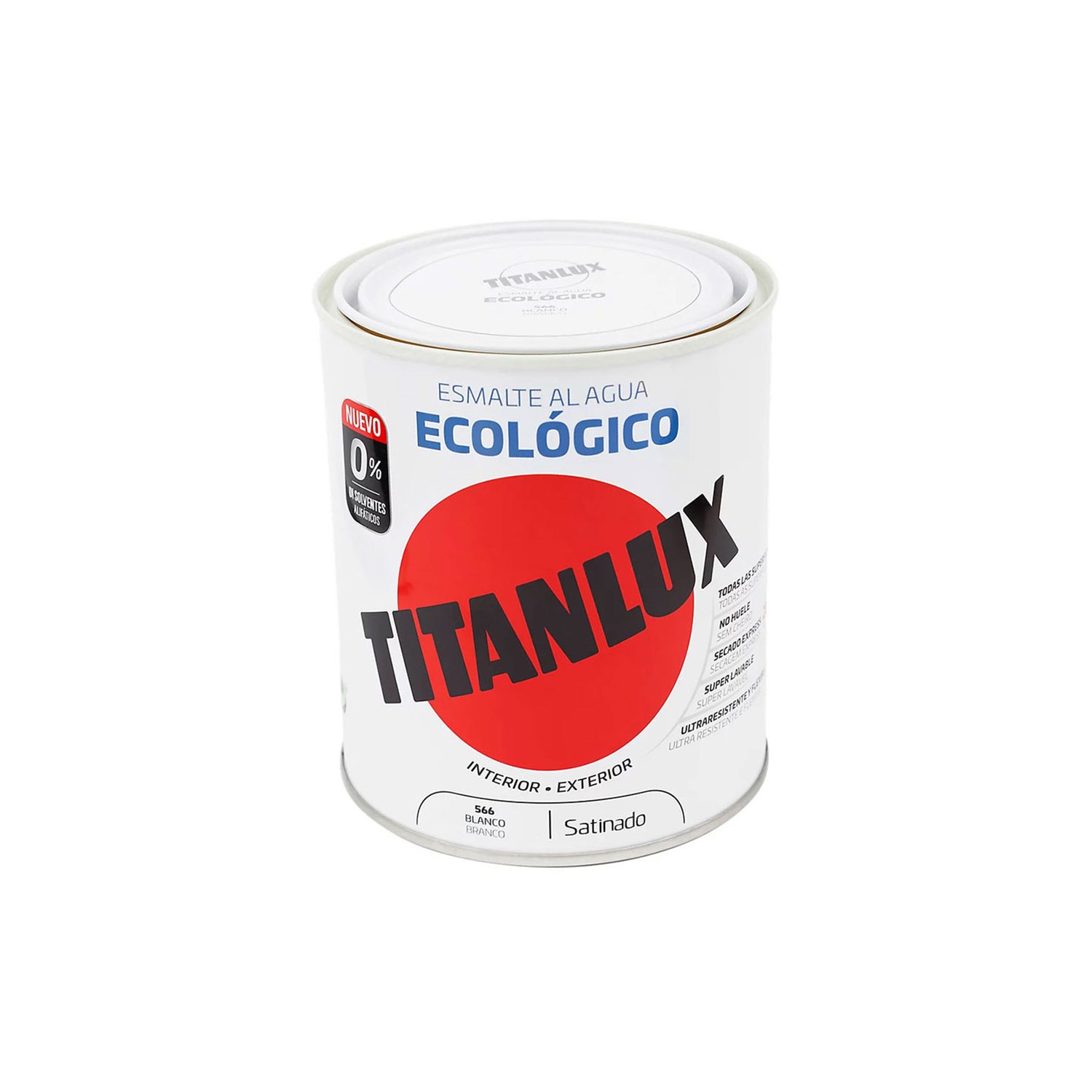 Esmalte ecológico al agua blanco satinado 750ml titanlux 01t056634