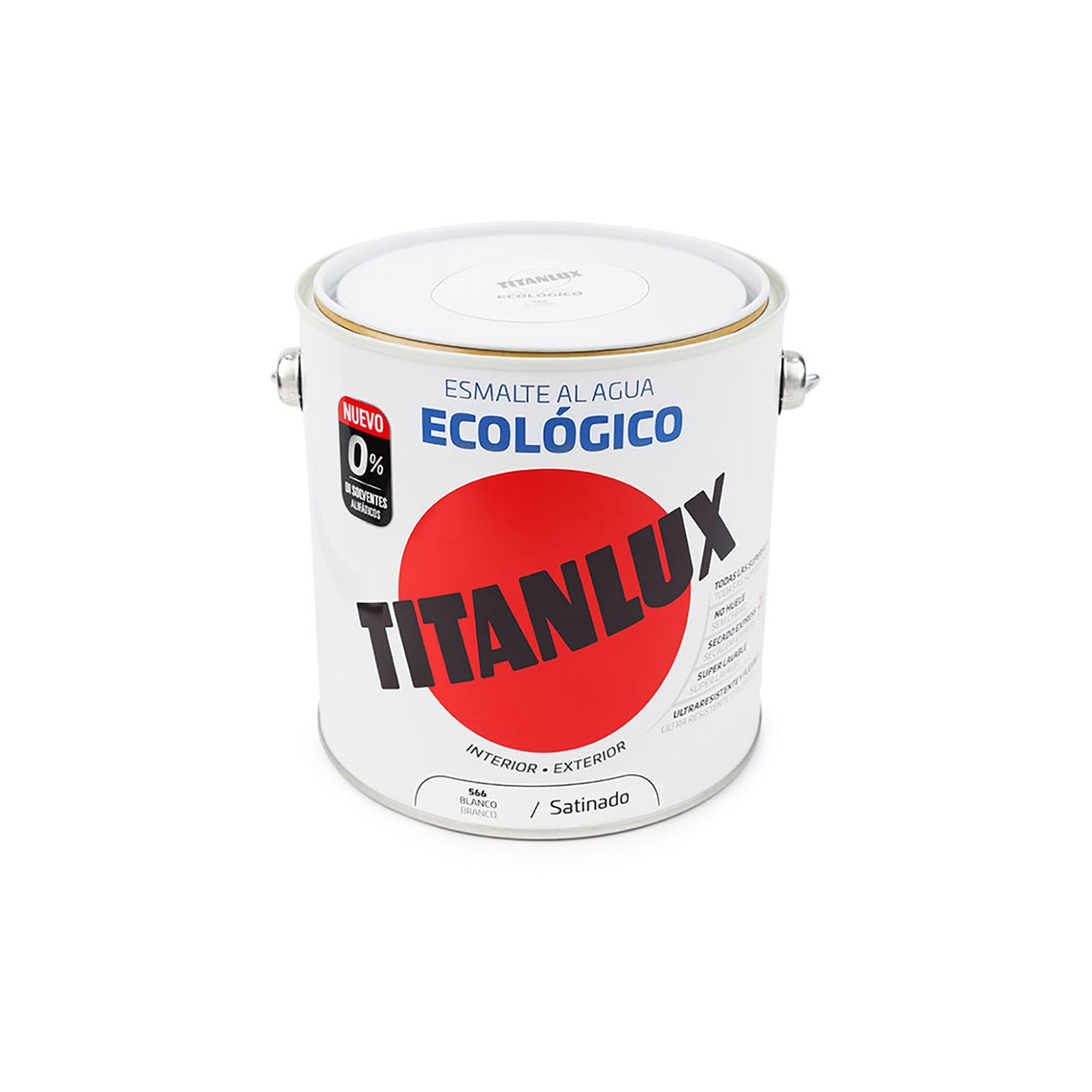 Esmalte ecológico al agua blanco satinado 2,5l titanlux 01t056625