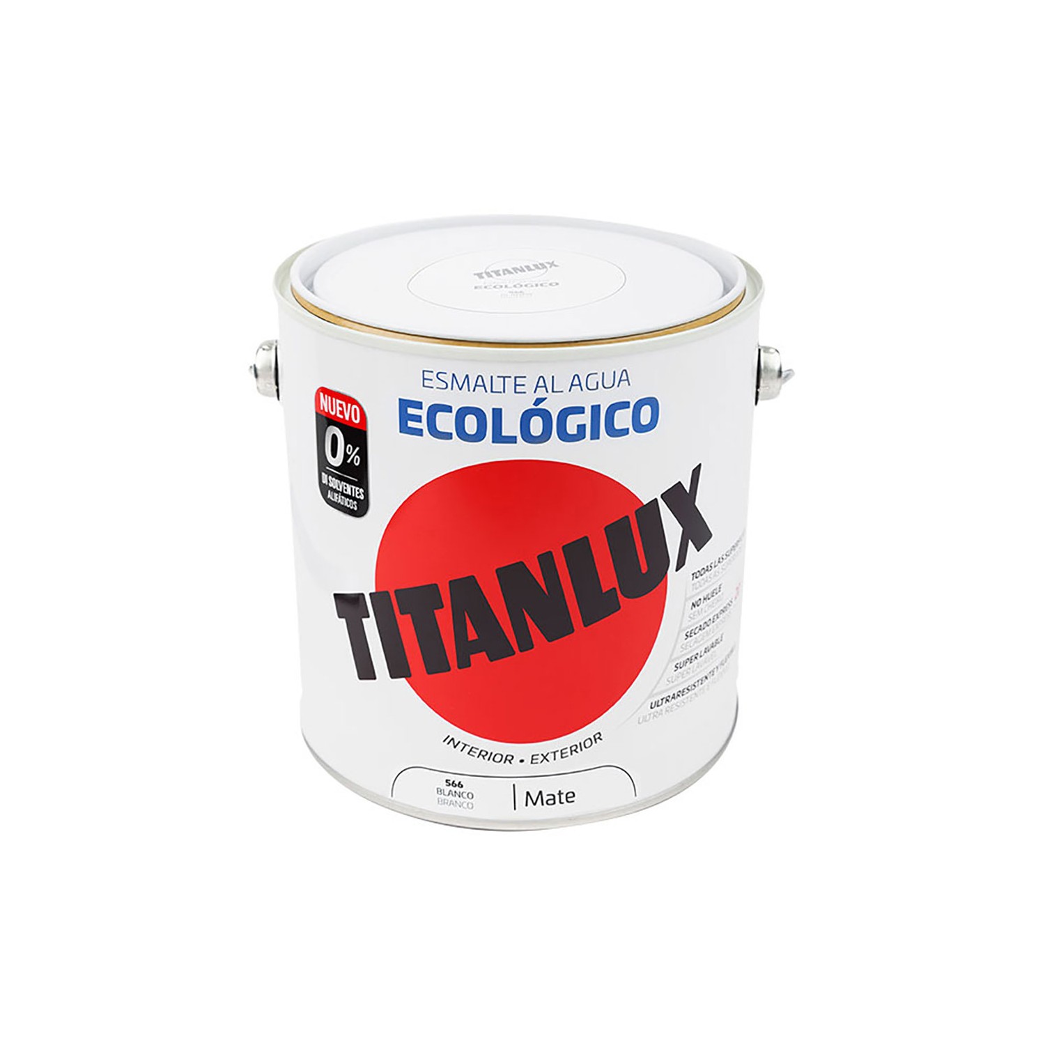 Esmalte ecológico al agua blanco mate 2,5l titanlux 02t056625