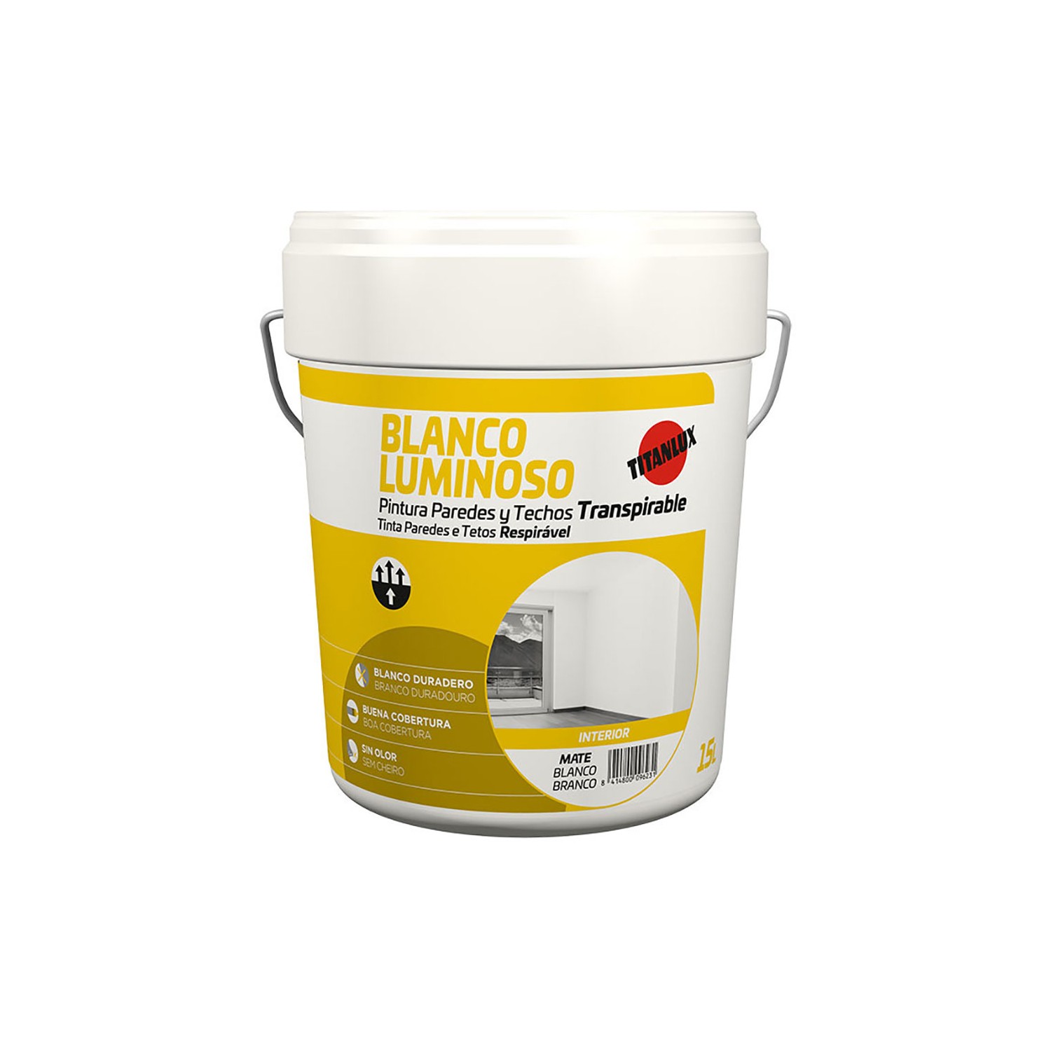 Pintura paredes y techos interior blanco mate luminoso 15 l 03h000115