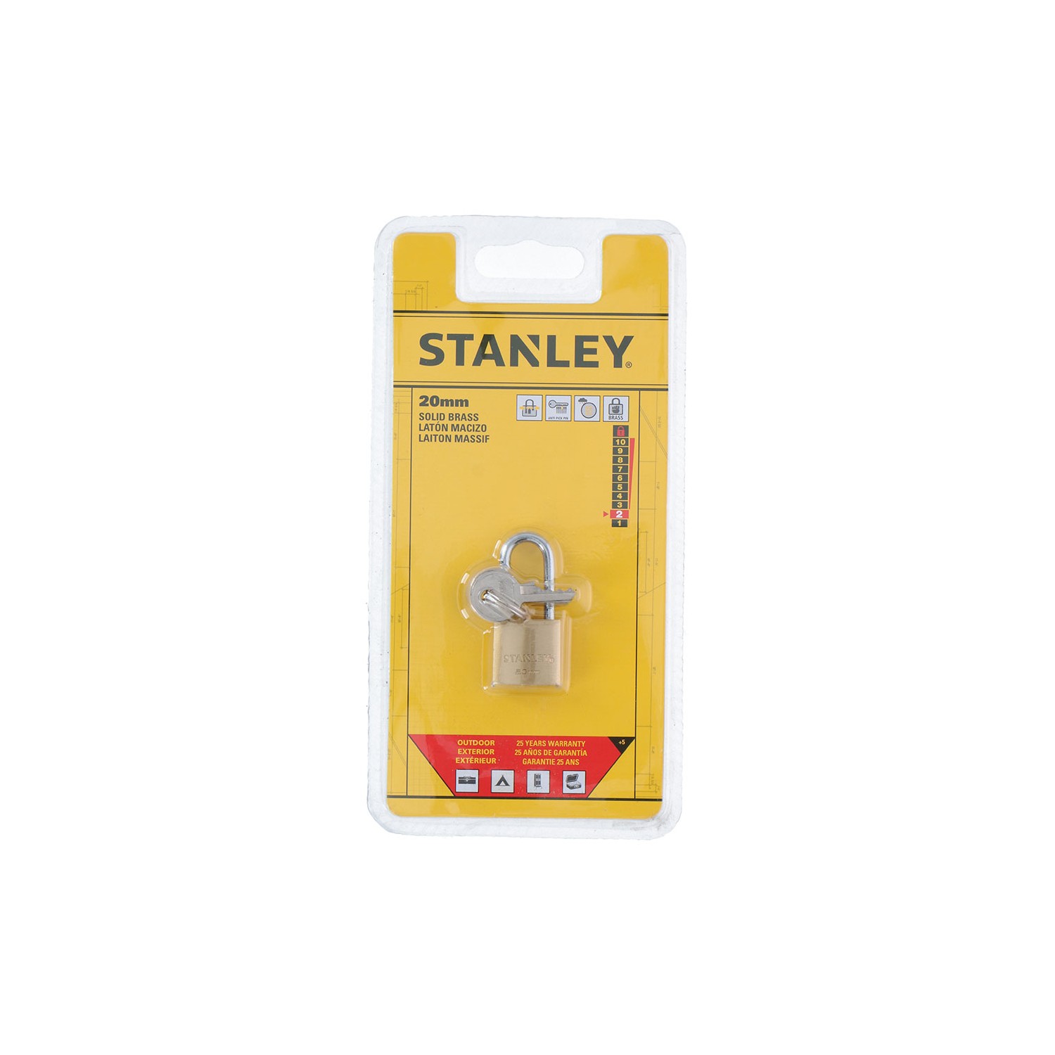 Candado de arco 20mm con llave stanley